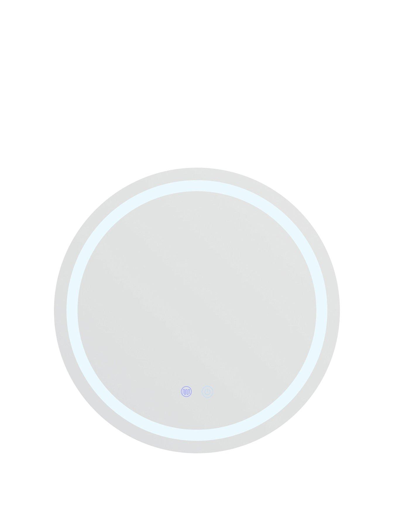 Image 2 of 7 of Living and Home Wall-mounted Round Bathroom Anti-fog Mirror Cabinet With Led Lights