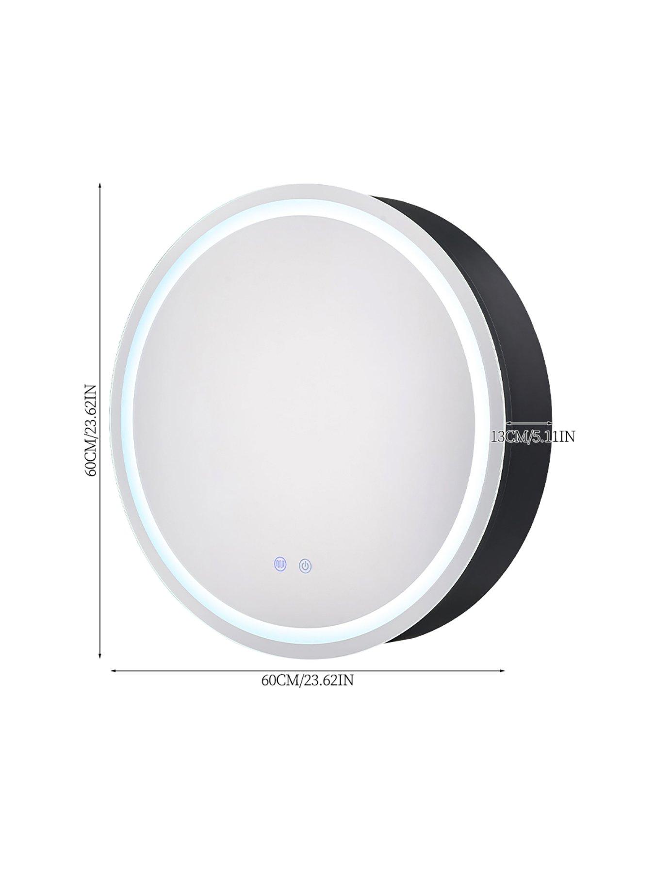 Image 7 of 7 of Living and Home Wall-mounted Round Bathroom Anti-fog Mirror Cabinet With Led Lights
