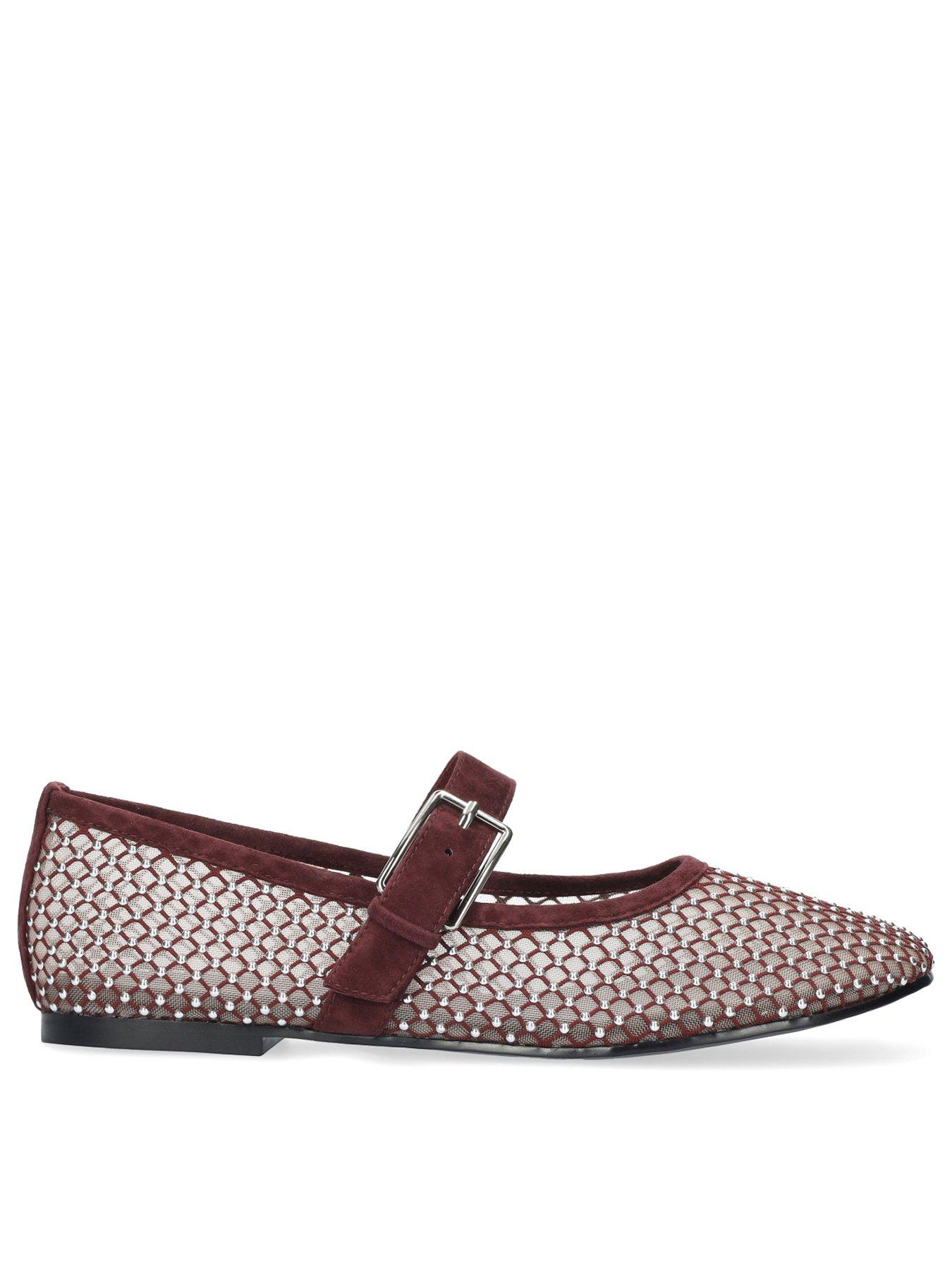 Image 1 of 1 of Bibi Lou Nashira Mesh &amp; Leather Ballet Flats - Burgundy