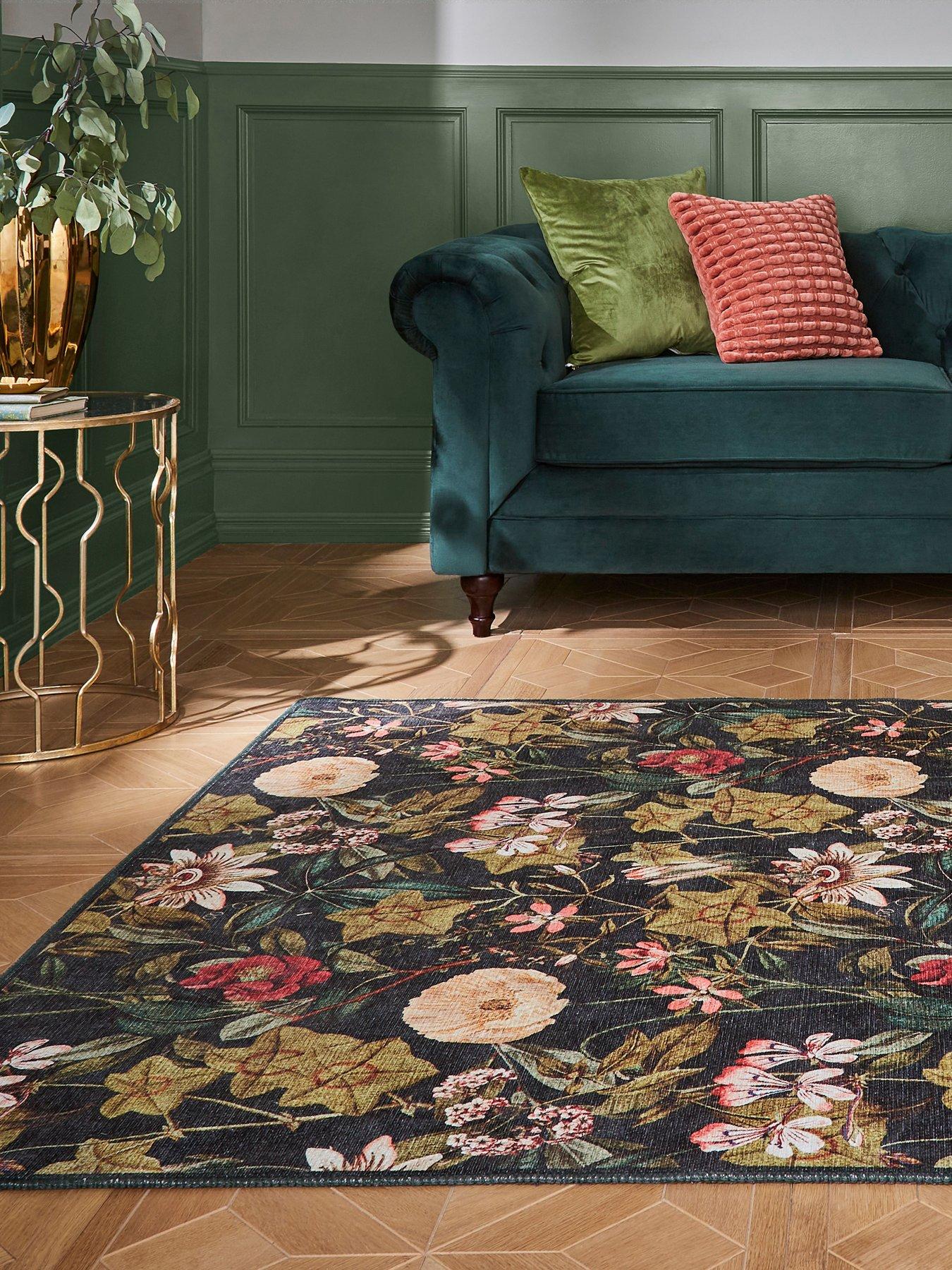 Clarke & Clarke Clarke & Clarke Passiflora Noir Washable Rug