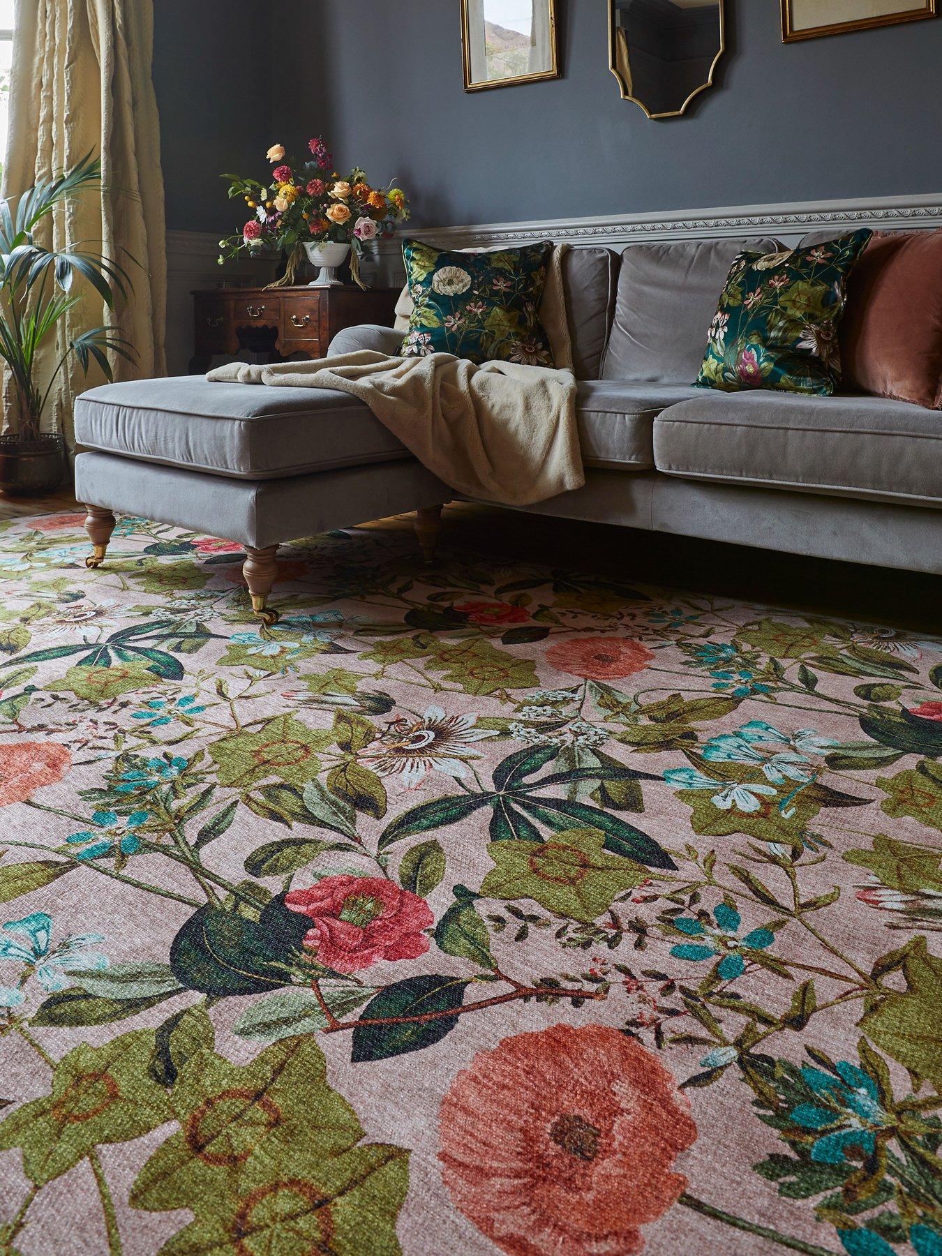 Image 1 of 5 of Clarke & Clarke Passiflora Blush Washable Rug