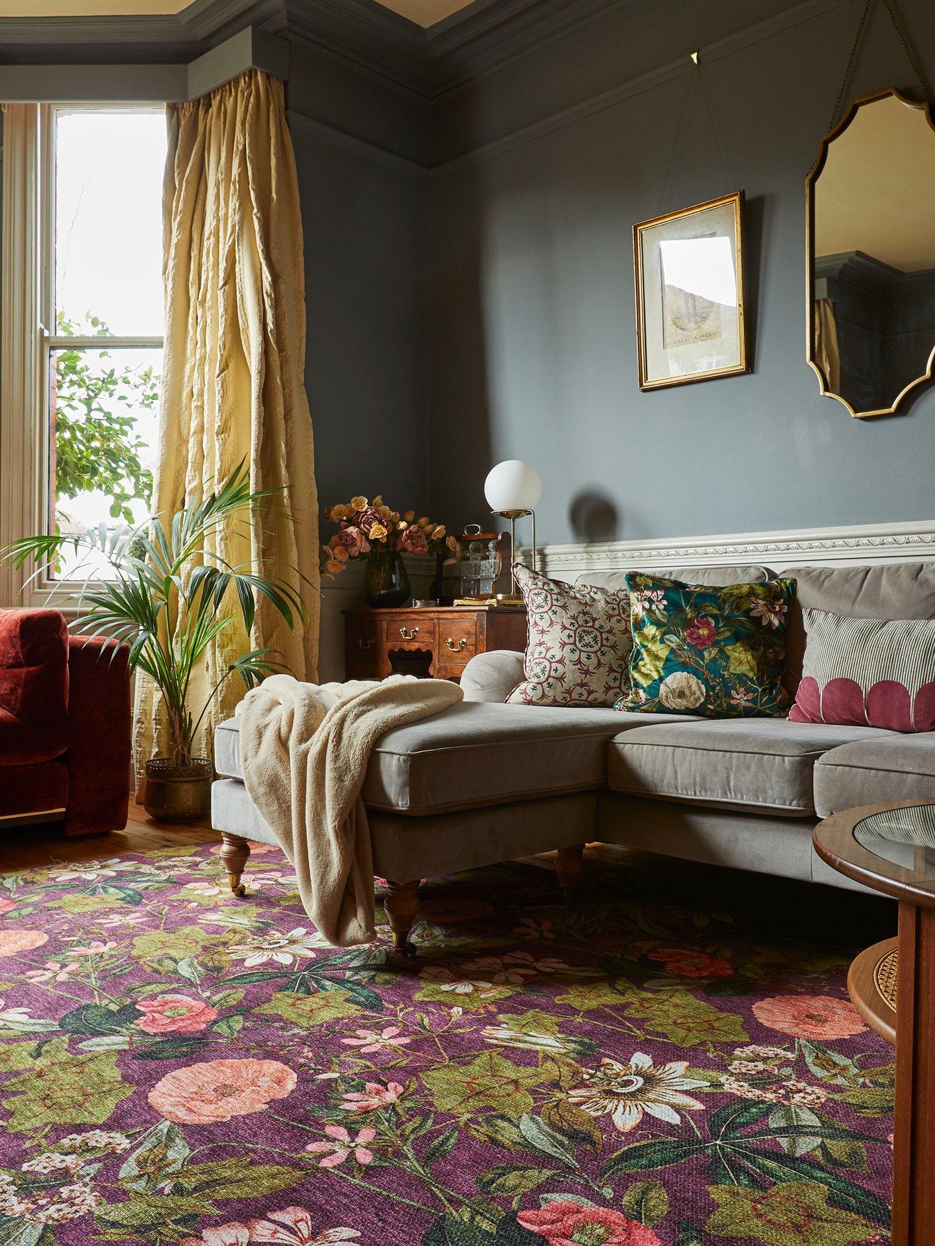Clarke & Clarke Clarke & Clarke Passiflora Mulberry Washable Rug