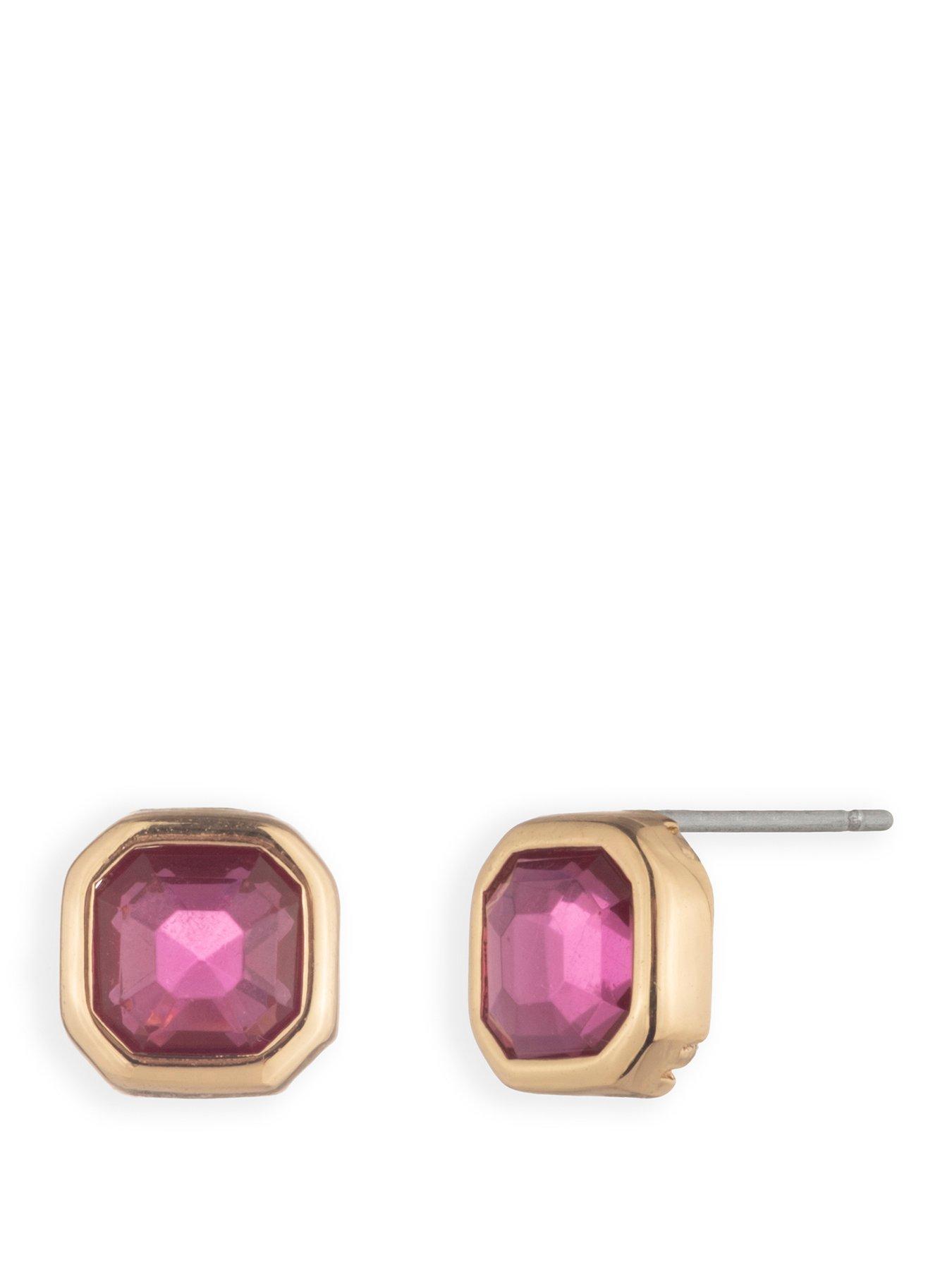 Lauren by Ralph Lauren Lauren Ralph Lauren Gold Tone & Fuschia Pink Stud Earrings
