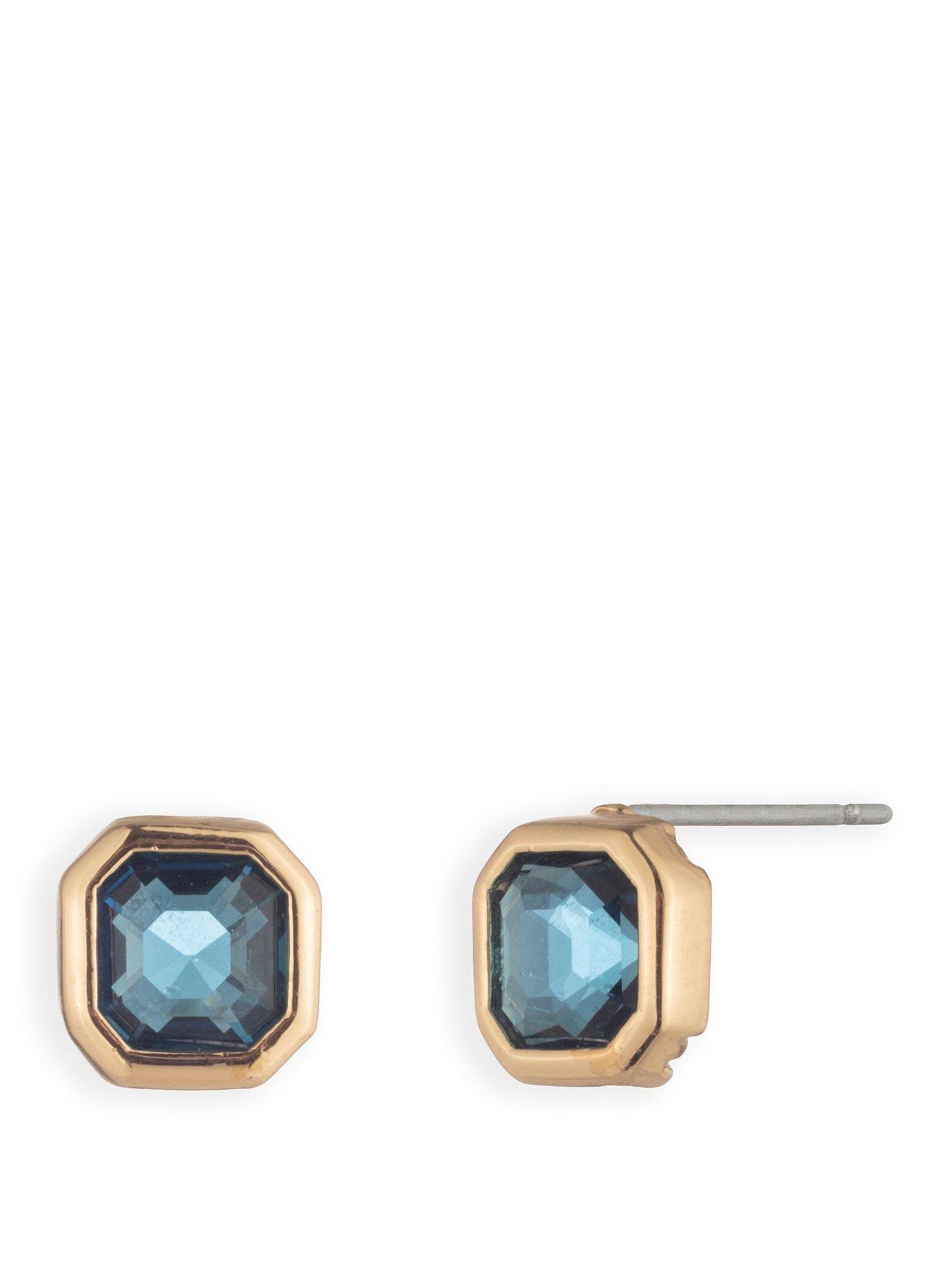 Image 1 of 3 of Lauren by Ralph Lauren Lauren Ralph Lauren Gold Tone & Montana Blue Stud Earrings