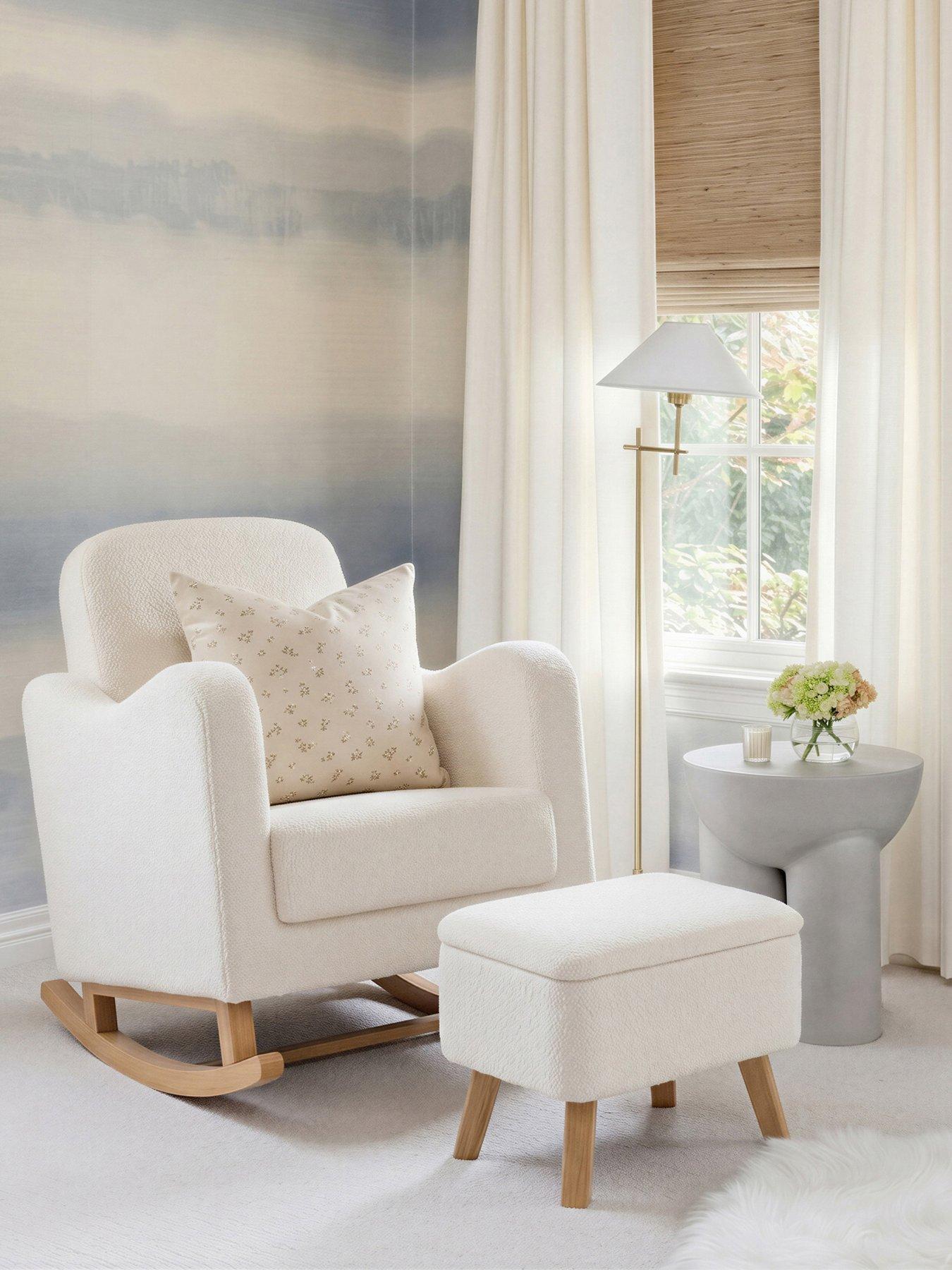 Bebe & Beyond SOOTHER NURSING CHAIR & STOOL OFF WHITE BOUCLE