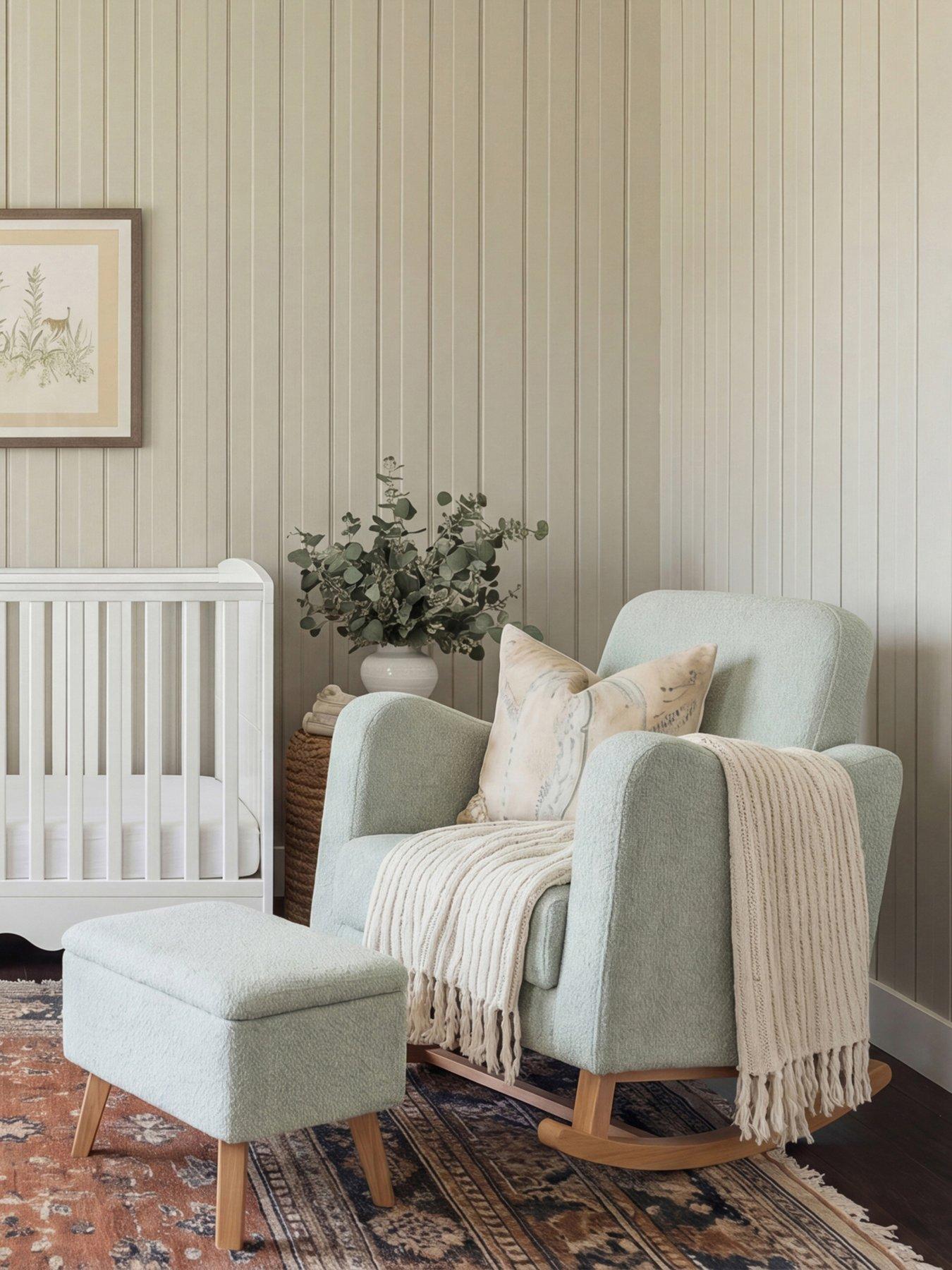 Image 1 of 6 of Bebe & Beyond SOOTHER NURSING CHAIR & STOOL SAGE BOUCLE