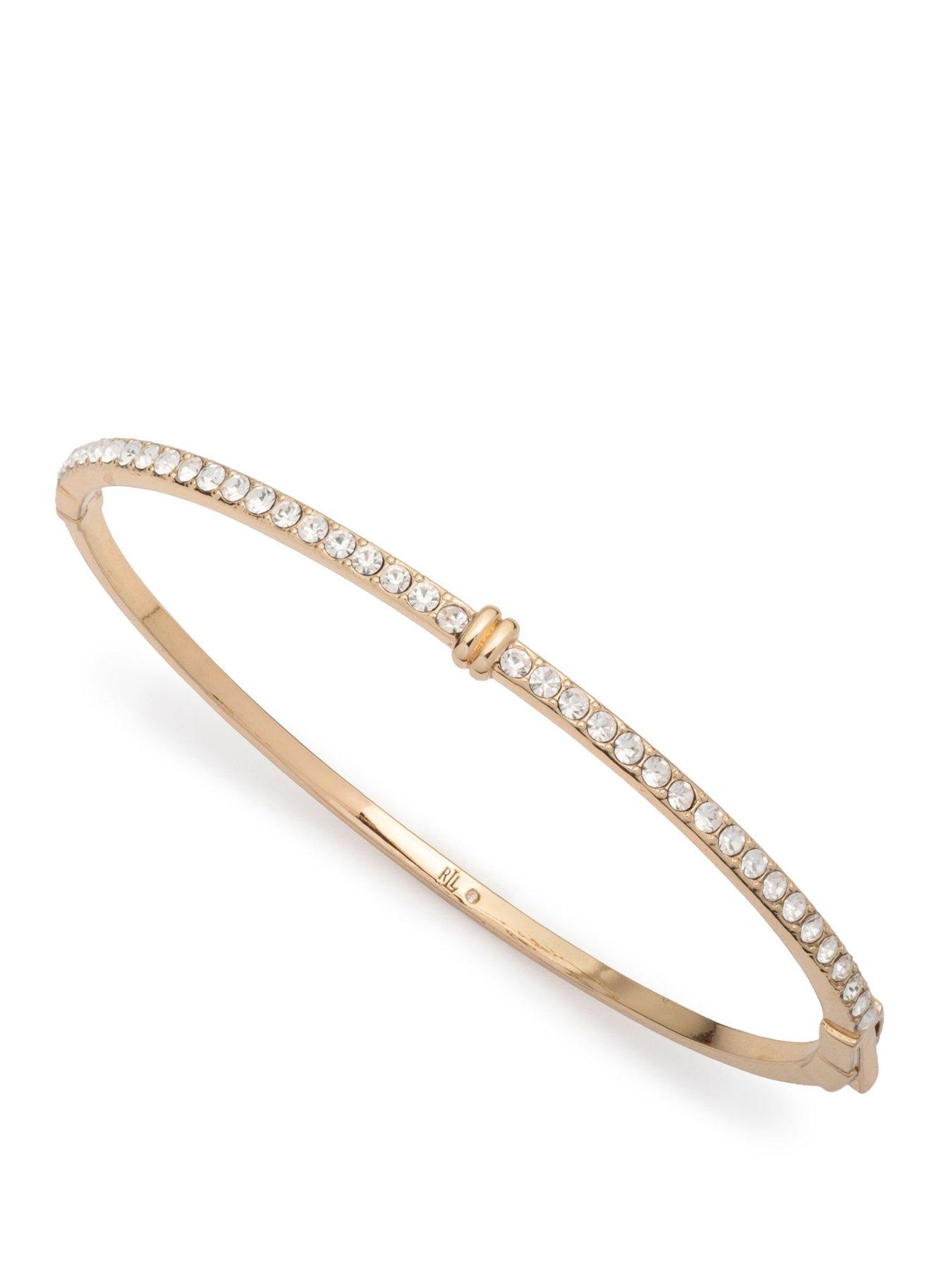 Image 1 of 4 of Lauren by Ralph Lauren Lauren Ralph Lauren in Gold Crystal Bangle Bracelet