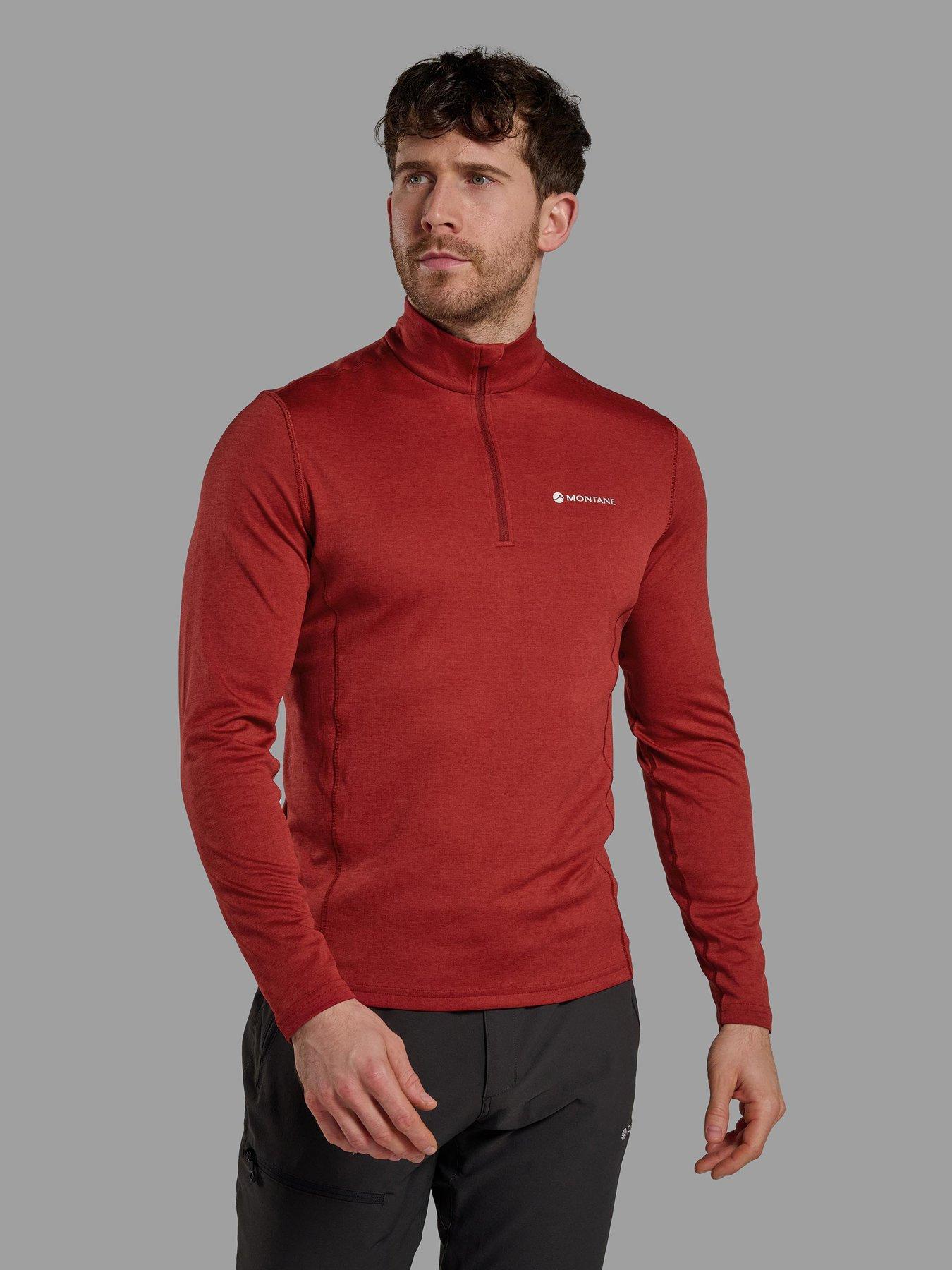 Montane Mens 1/4 Zip Long Sleeve Mid Layer Top, Red, Size M, Men