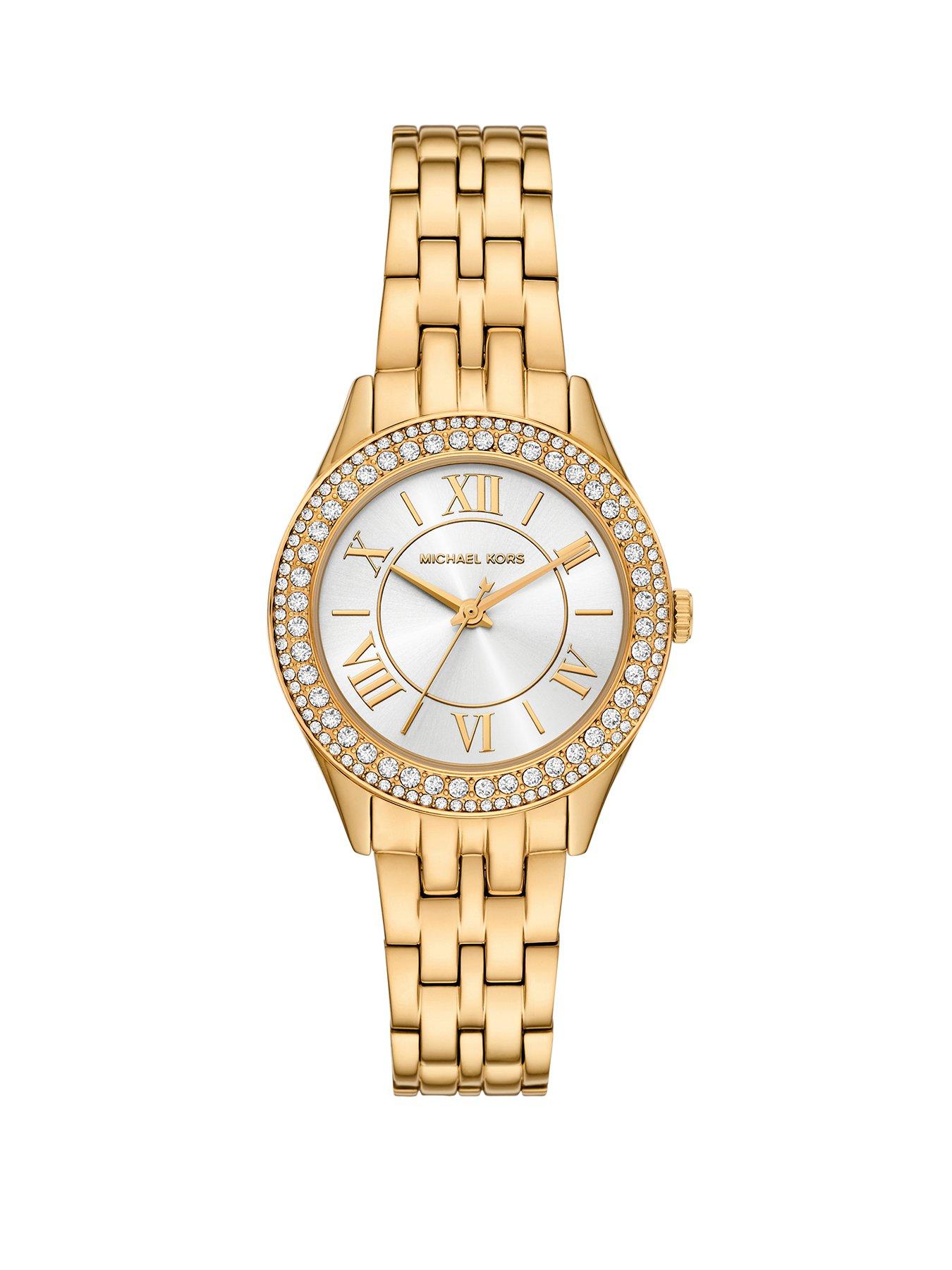 Michael Kors Women's Harlowe Three-Hand Gold-Tone Stainless Steel Watch, MK7651