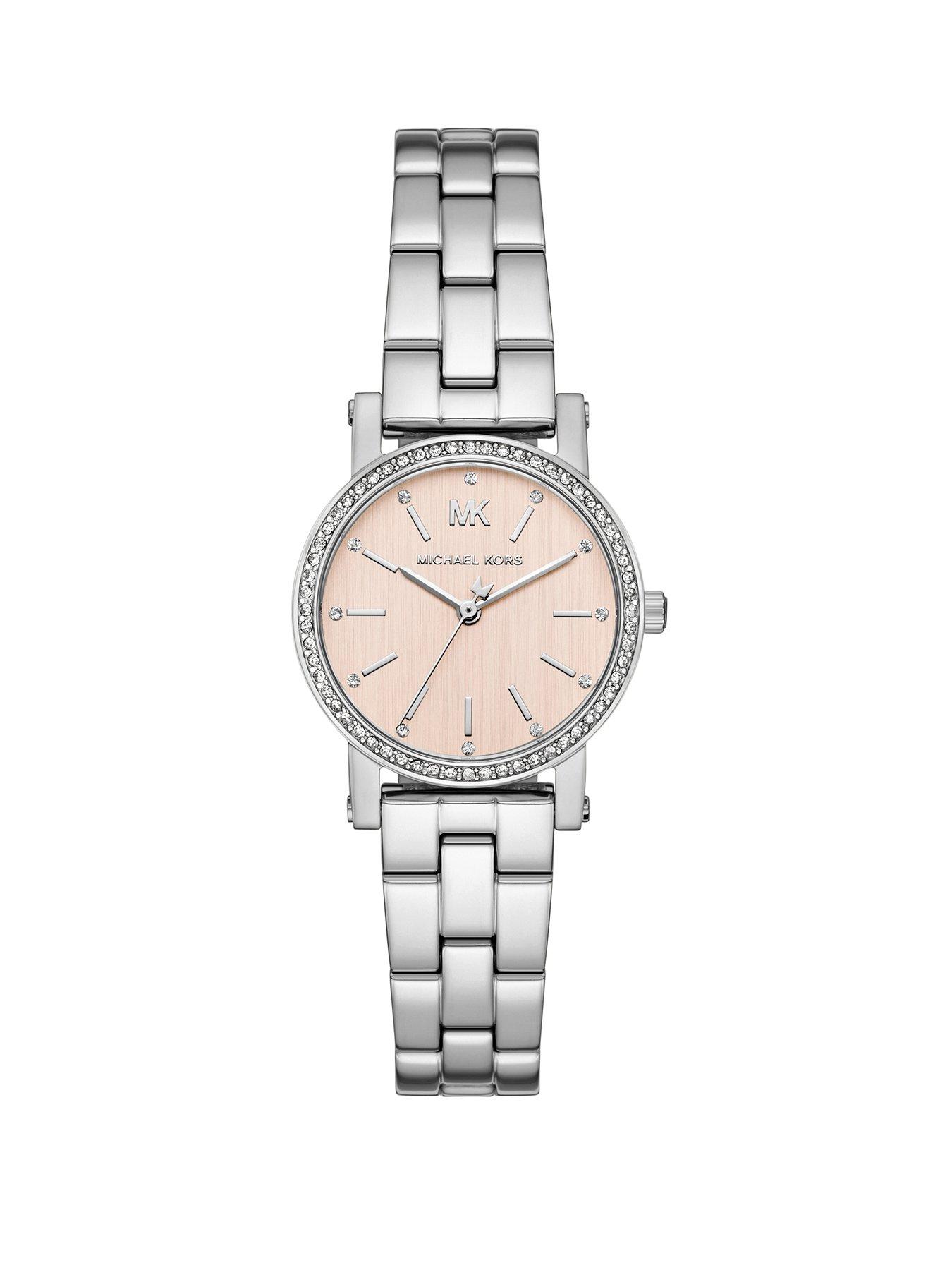 Image 1 of 5 of Michael Kors Corey Silver Pink Dial Three-Hand Watch