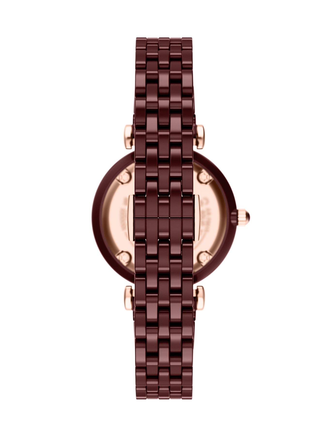 Image 2 of 7 of Emporio Armani Two-Hand Burgundy Ceramic Watch