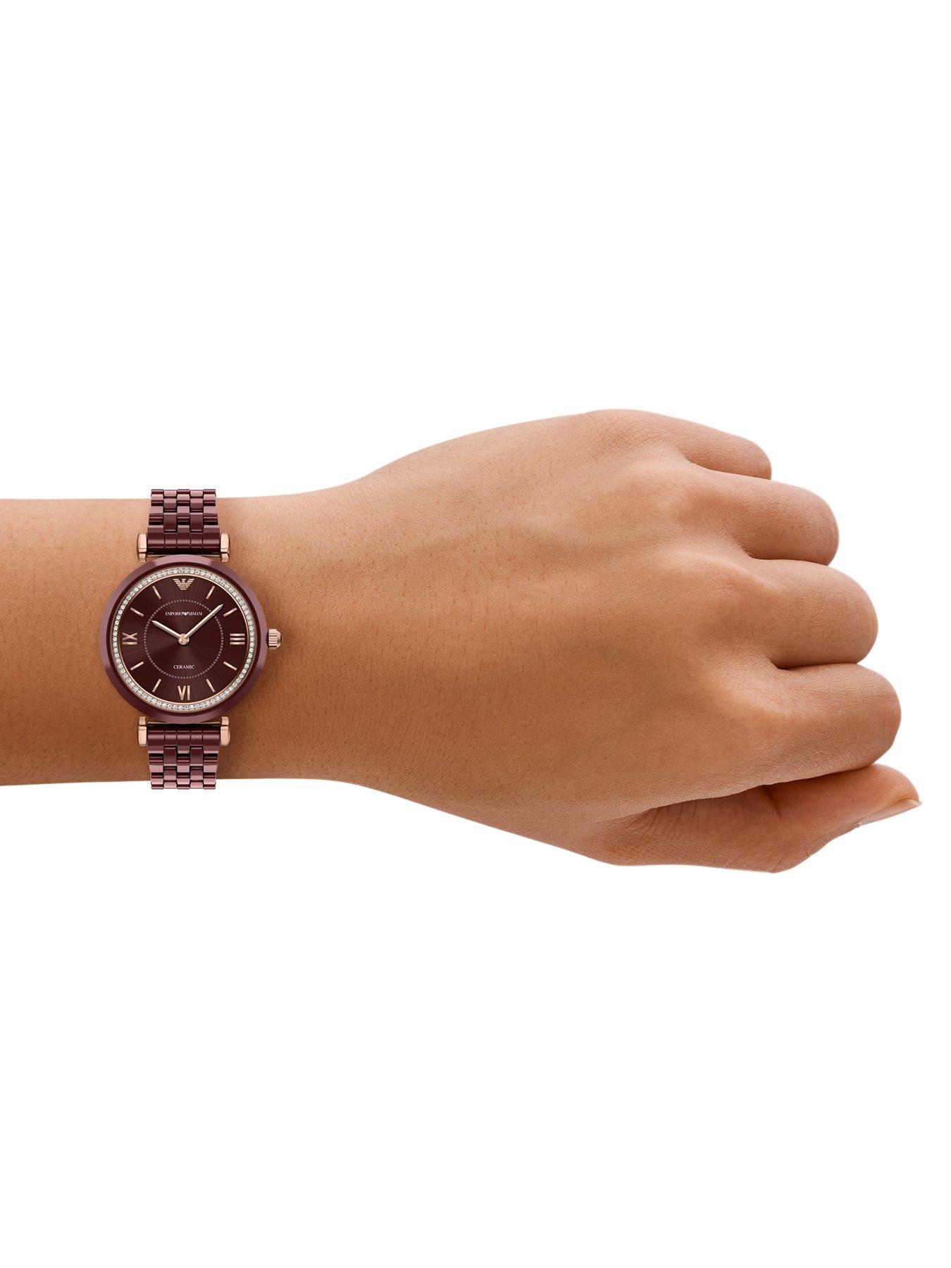 Image 3 of 7 of Emporio Armani Two-Hand Burgundy Ceramic Watch