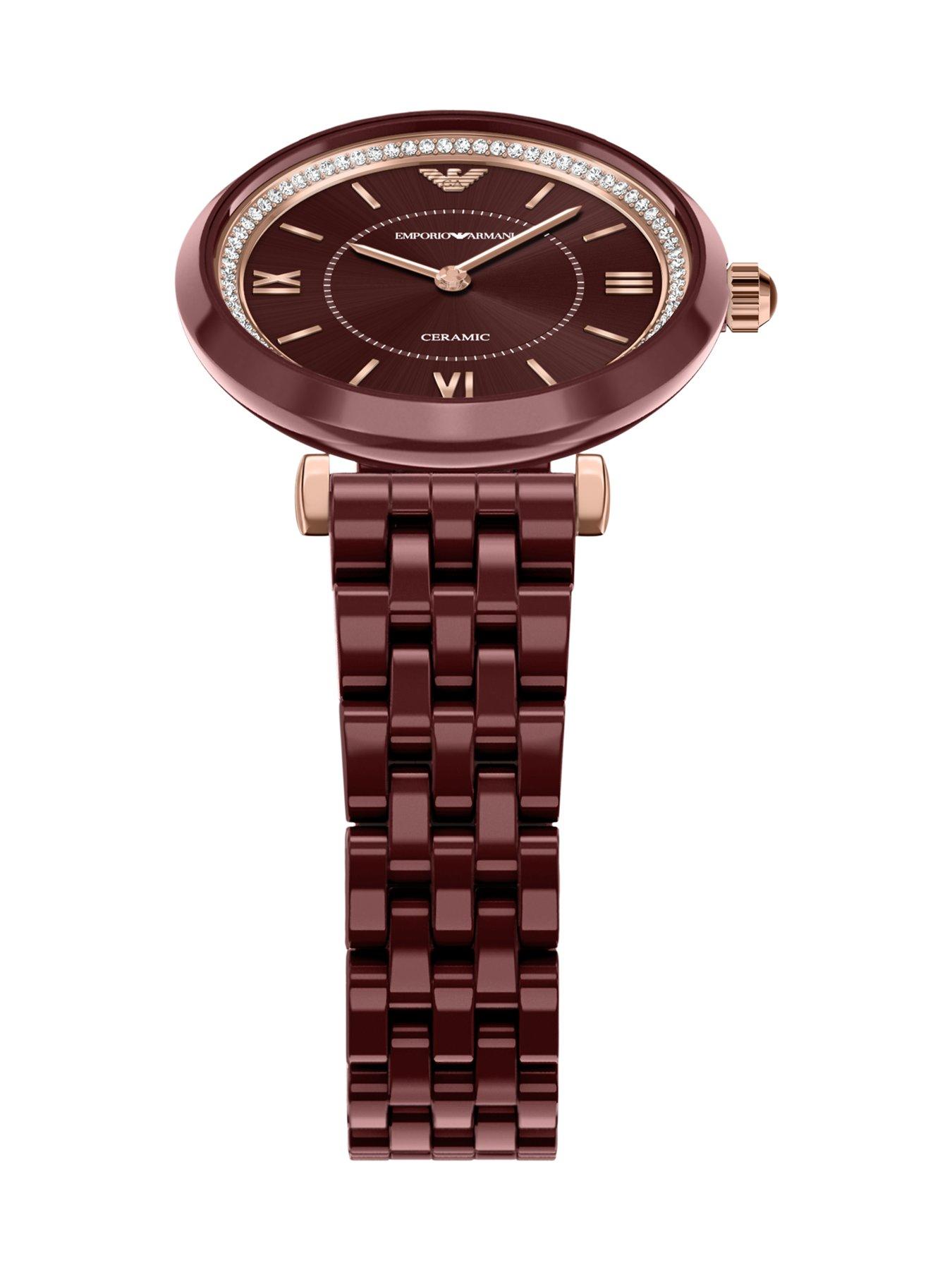 Image 5 of 7 of Emporio Armani Two-Hand Burgundy Ceramic Watch