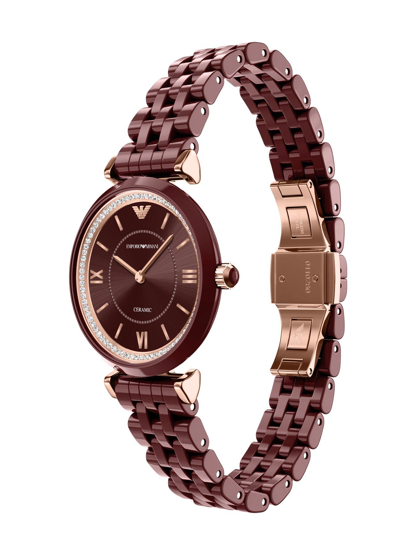 Image 6 of 7 of Emporio Armani Two-Hand Burgundy Ceramic Watch