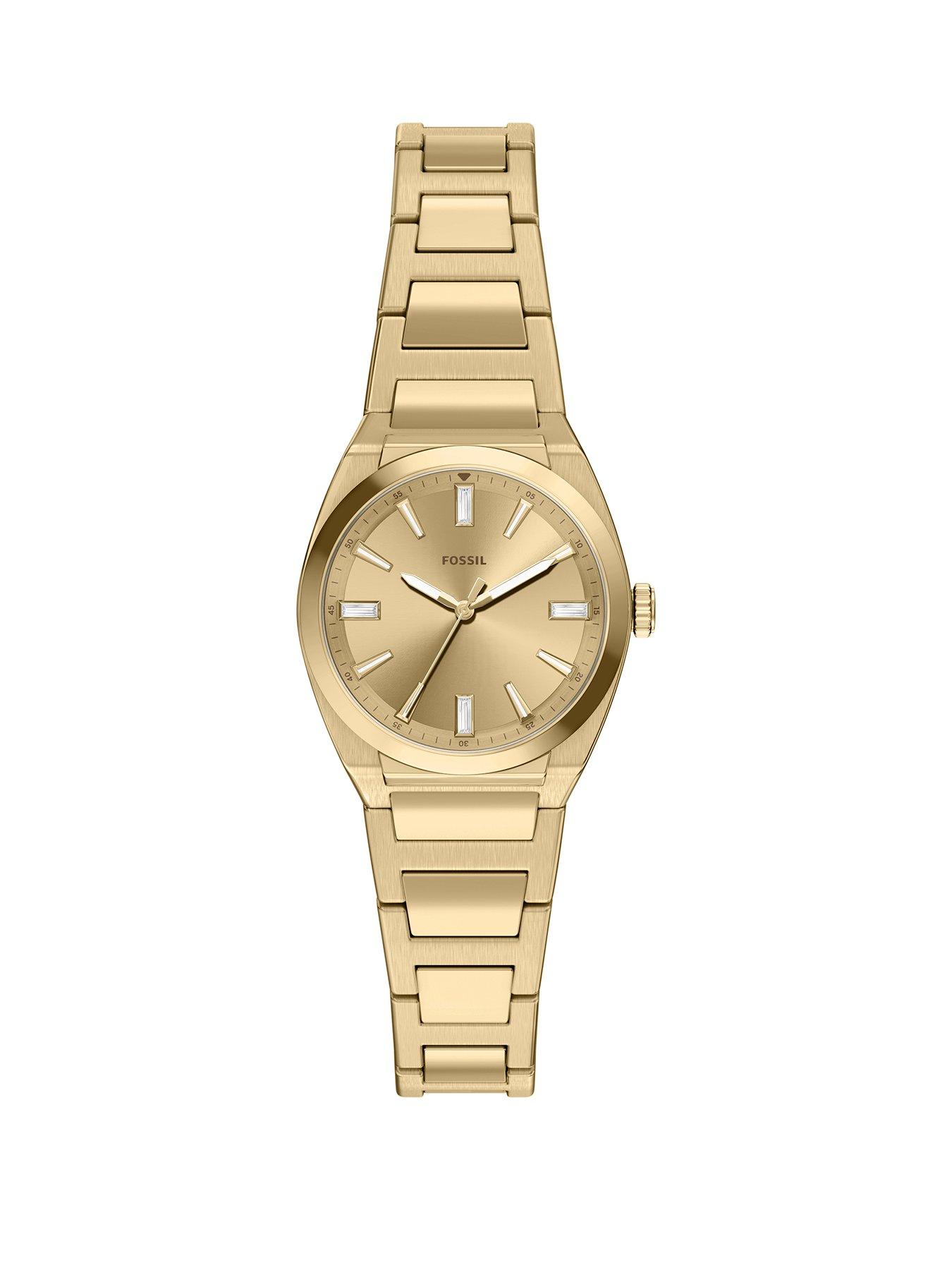 Fossil Fossil Women's Everett Three-Hand Gold-Tone Stainless Steel Watch, ES5492
