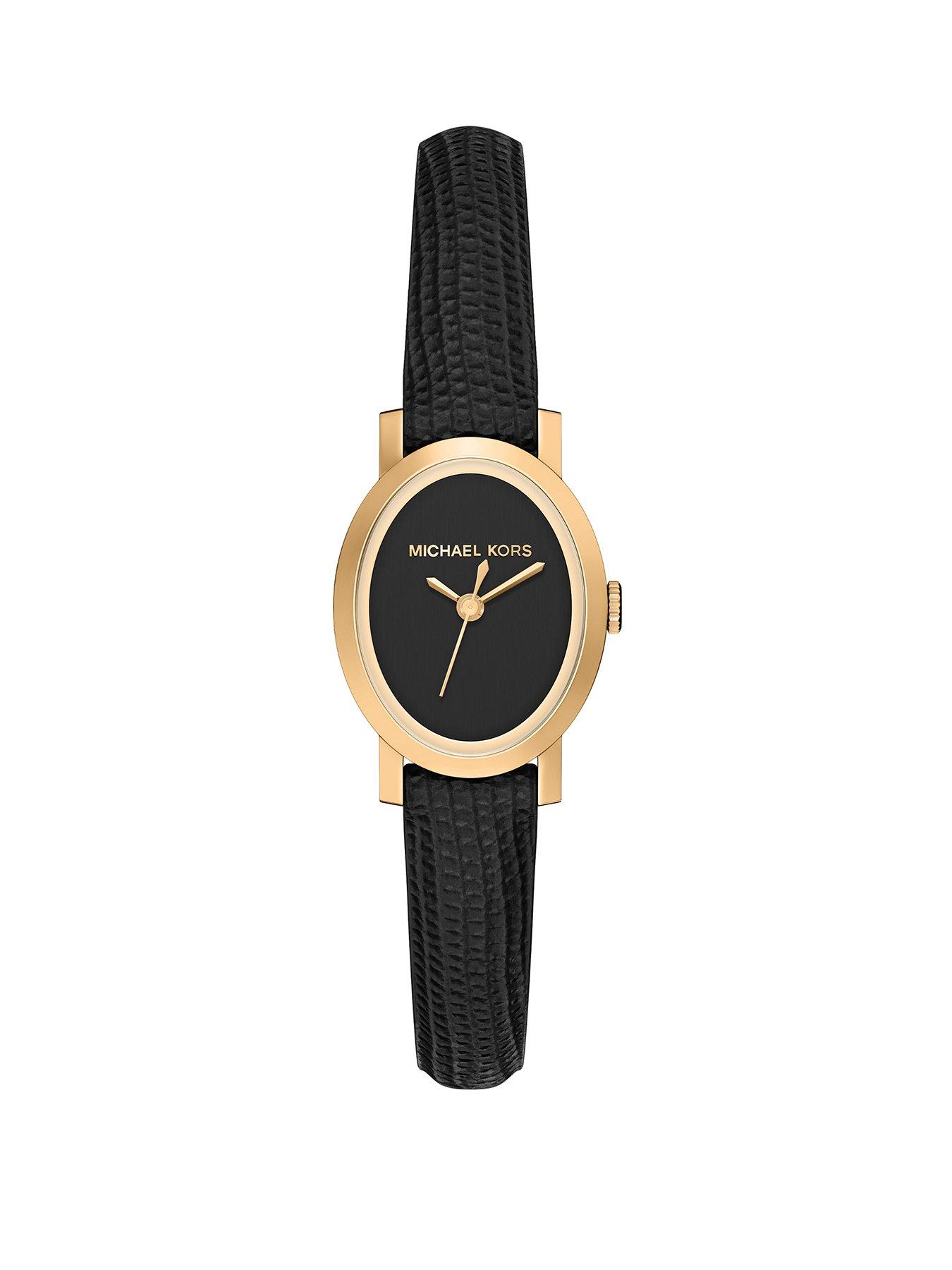 Michael Kors Michael Kors Women's Maude Three-Hand Black Leather Watch, MK7585