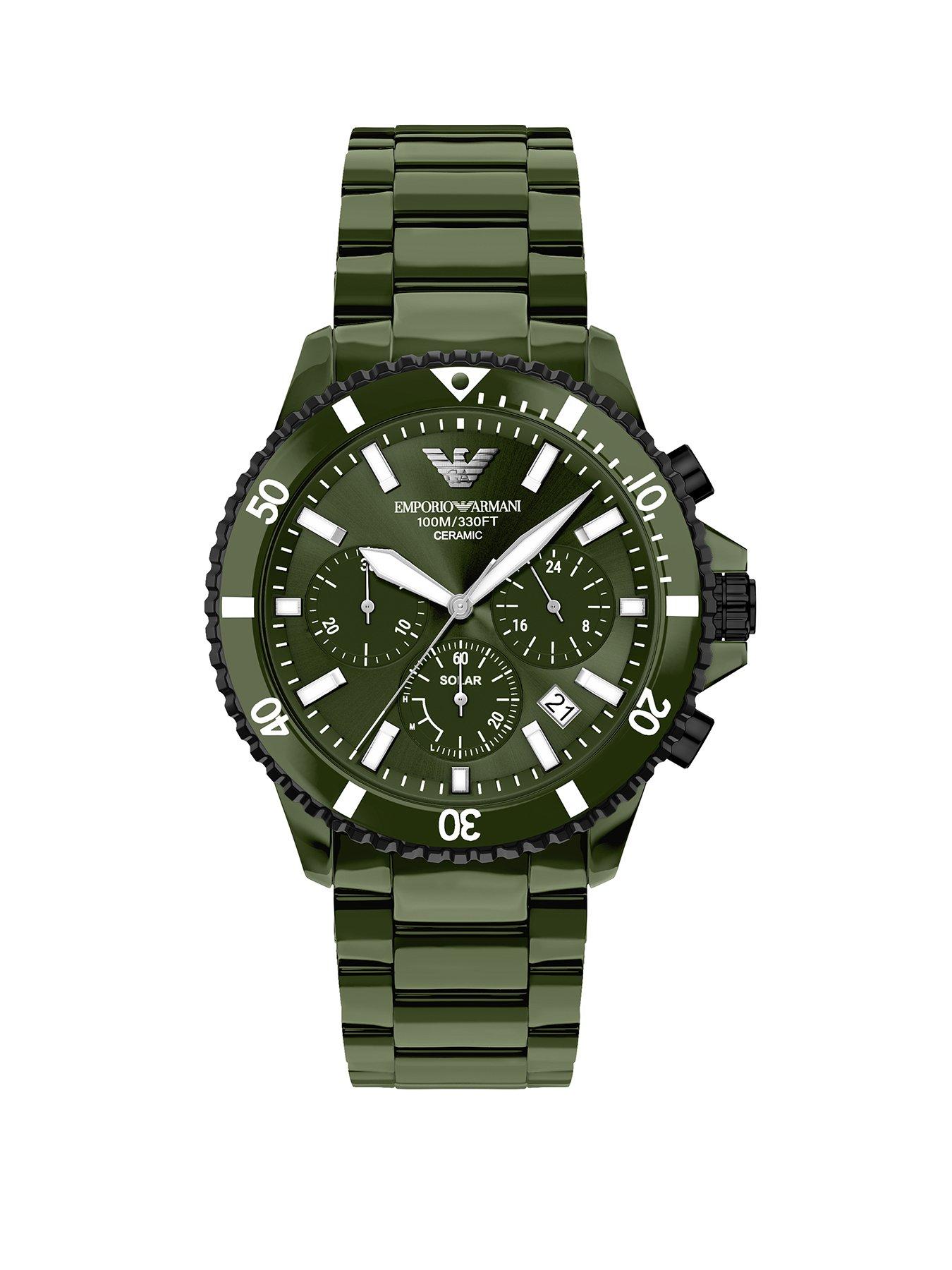 Emporio Armani Emporio Armani World Explorer Men's Chronograph Green Ceramic Watch, AR70023