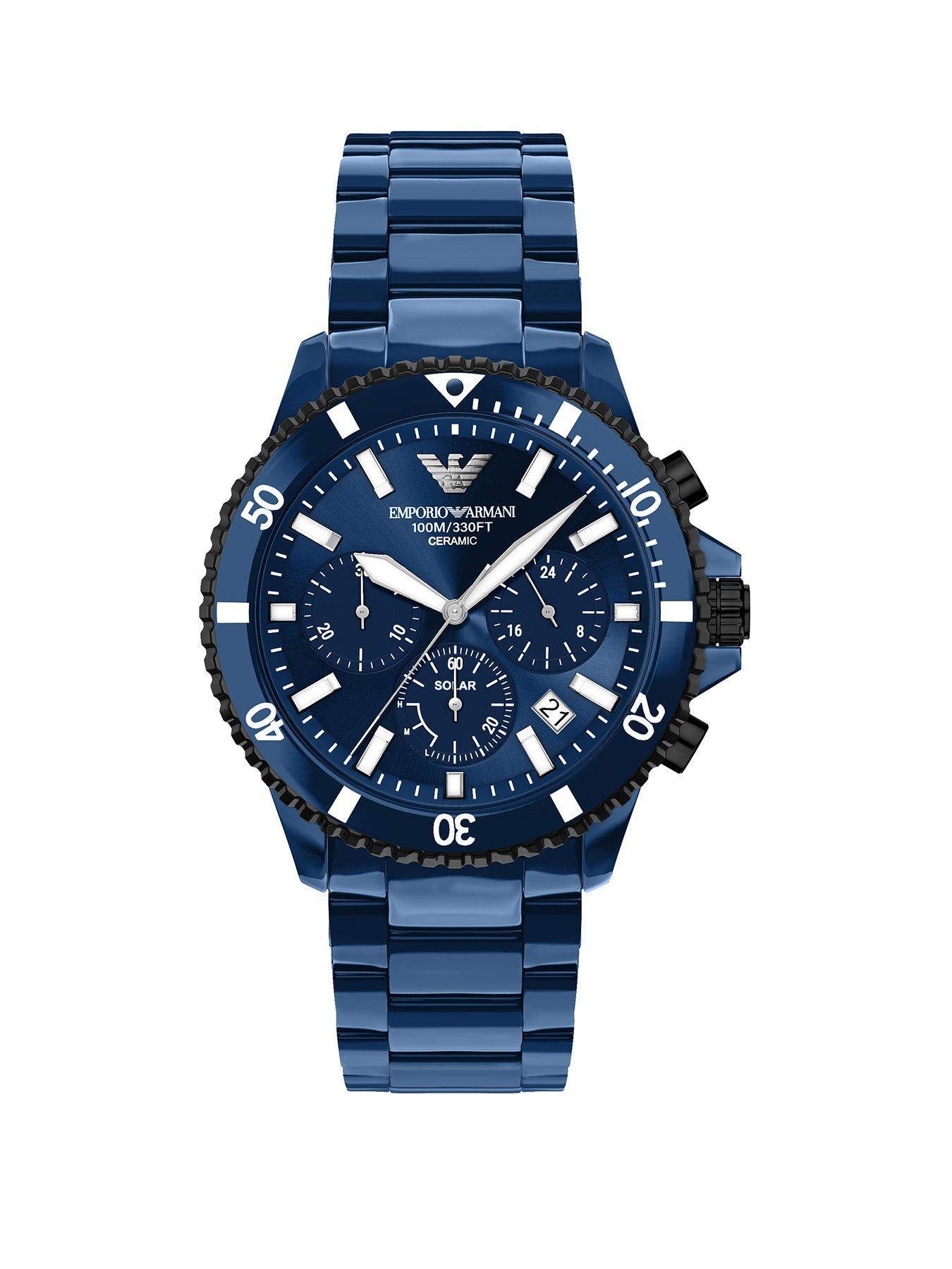 Emporio Armani Emporio Armani World Explorer Men's Chronograph Blue Ceramic Watch, AR70024