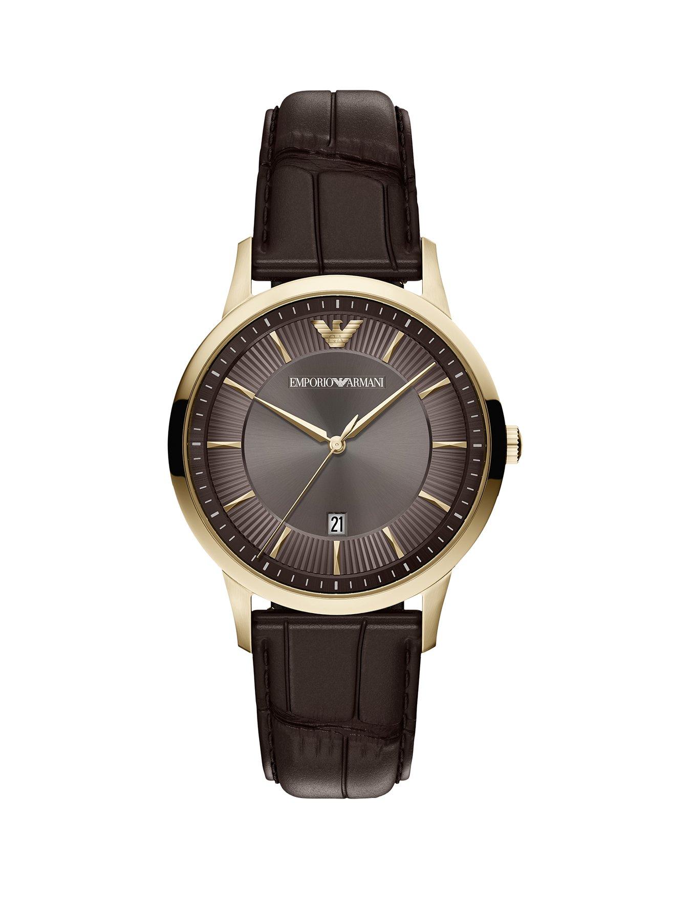 Emporio Armani Emporio Armani Men's Archetipo Three-Hand Date Brown Leather Watch, AR11824