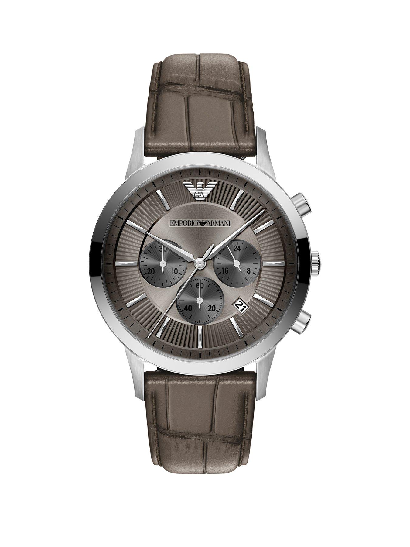 Emporio Armani Emporio Armani Men's Archetipo Chronograph Gray Leather Watch, AR11821