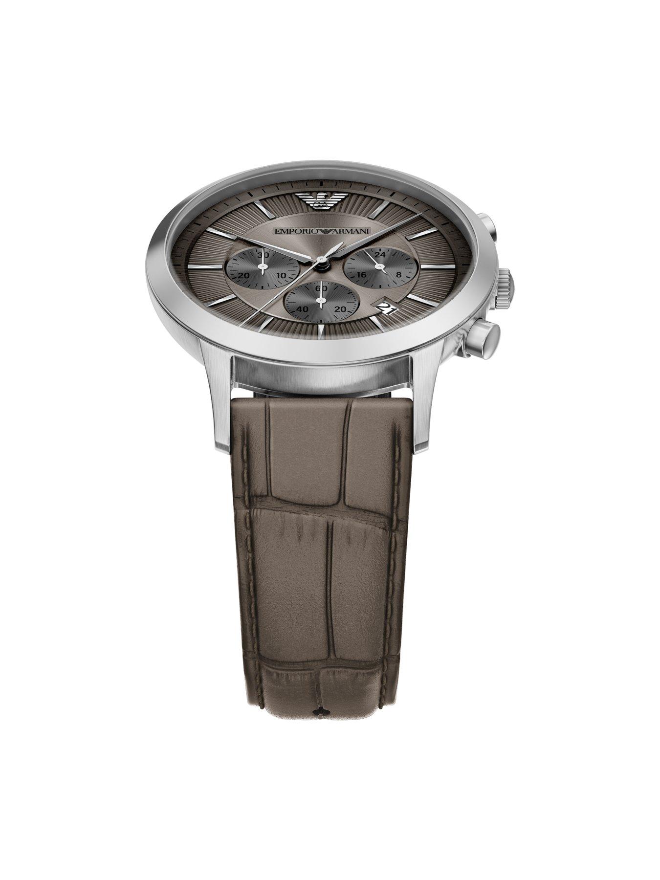 Image 5 of 7 of Emporio Armani Archetipo Chronograph Gray Leather Watch (AR11821)