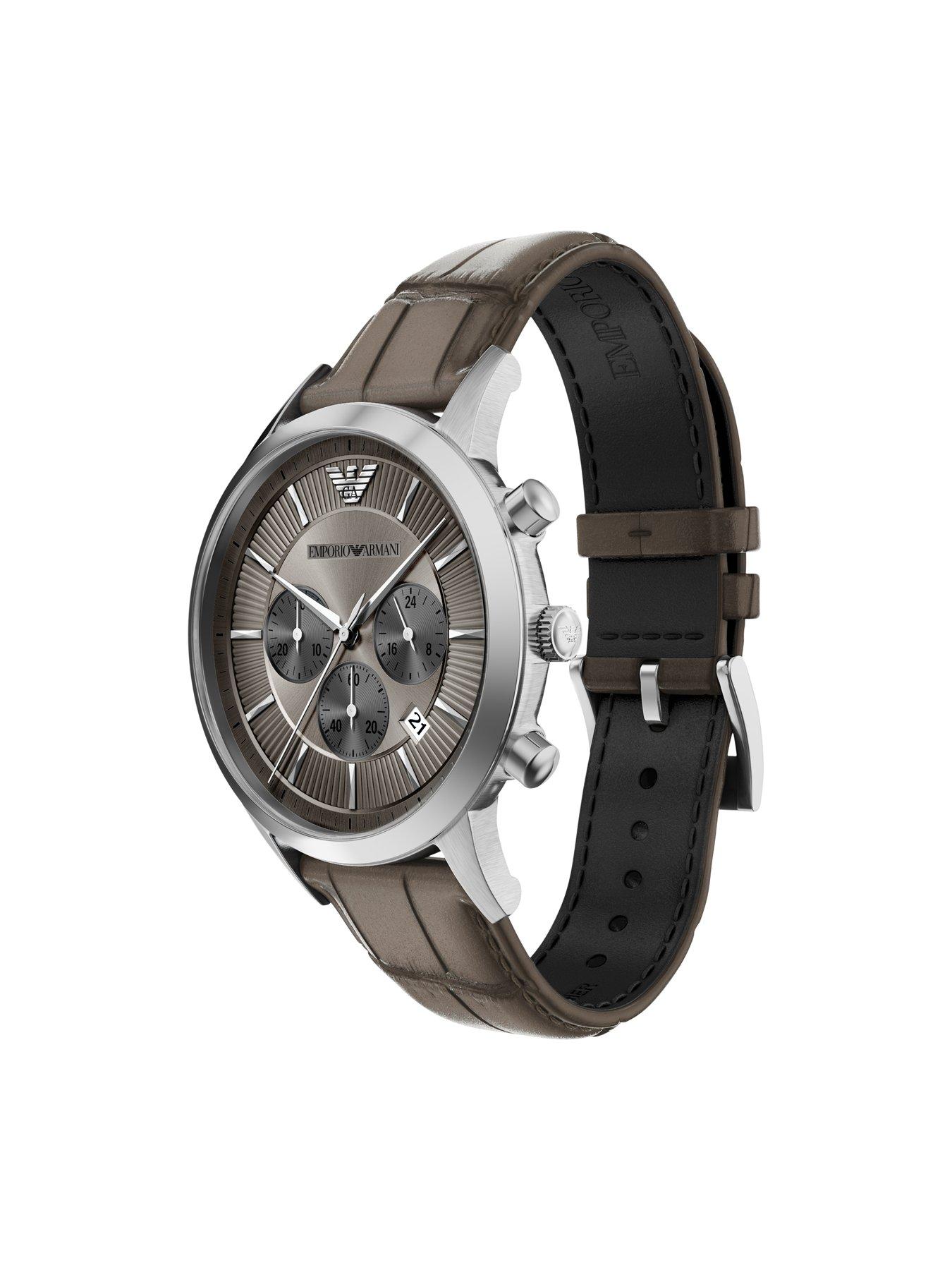 Image 6 of 7 of Emporio Armani Archetipo Chronograph Gray Leather Watch (AR11821)