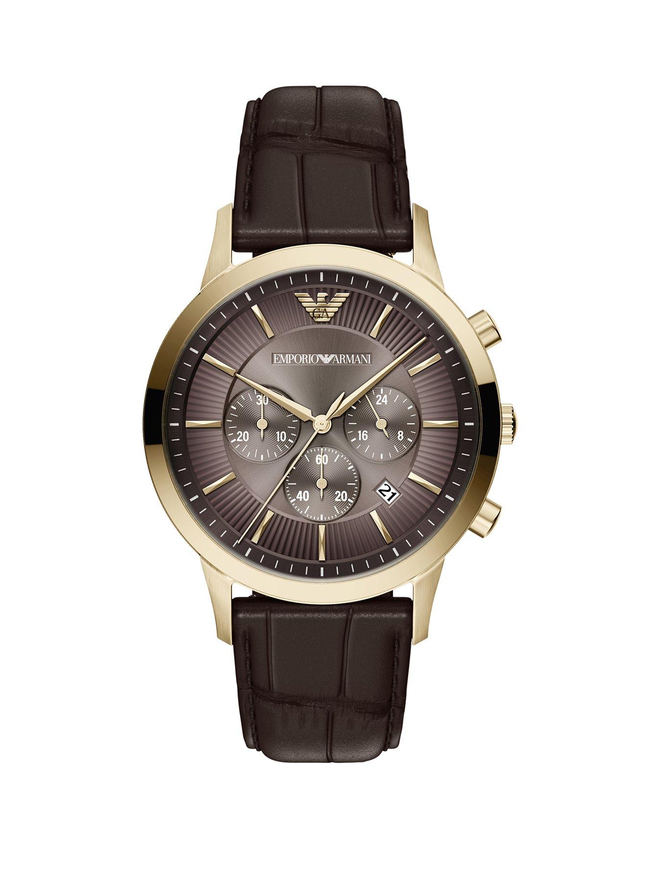 Image 1 of 7 of Emporio Armani Archetipo Chronograph Brown Leather Watch