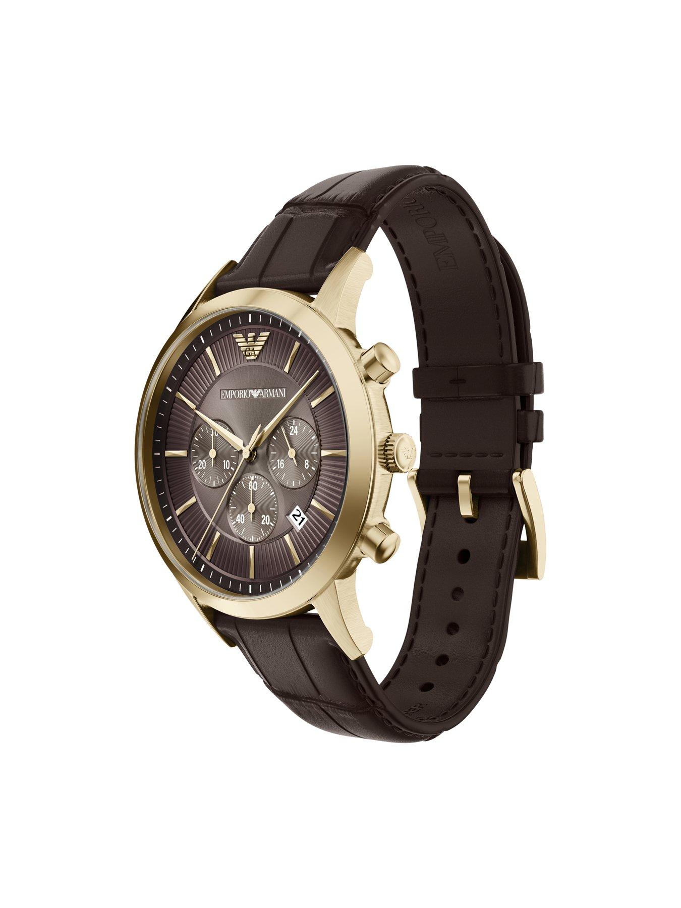 Image 6 of 7 of Emporio Armani Archetipo Chronograph Brown Leather Watch