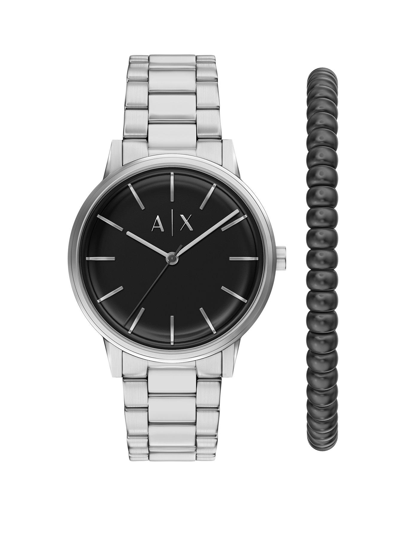 Image 1 of 7 of Armani Exchange Three-Hand Watch and Bracelet Set