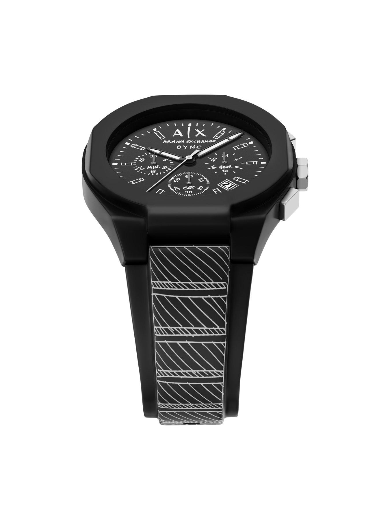 Image 5 of 7 of Armani Exchange Sync Chronograph Black Silicone Watch