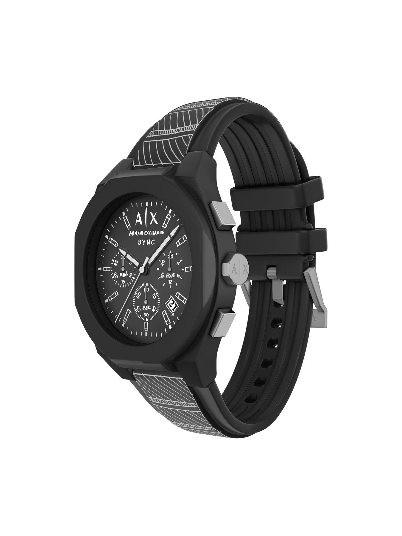 Image 6 of 7 of Armani Exchange Sync Chronograph Black Silicone Watch