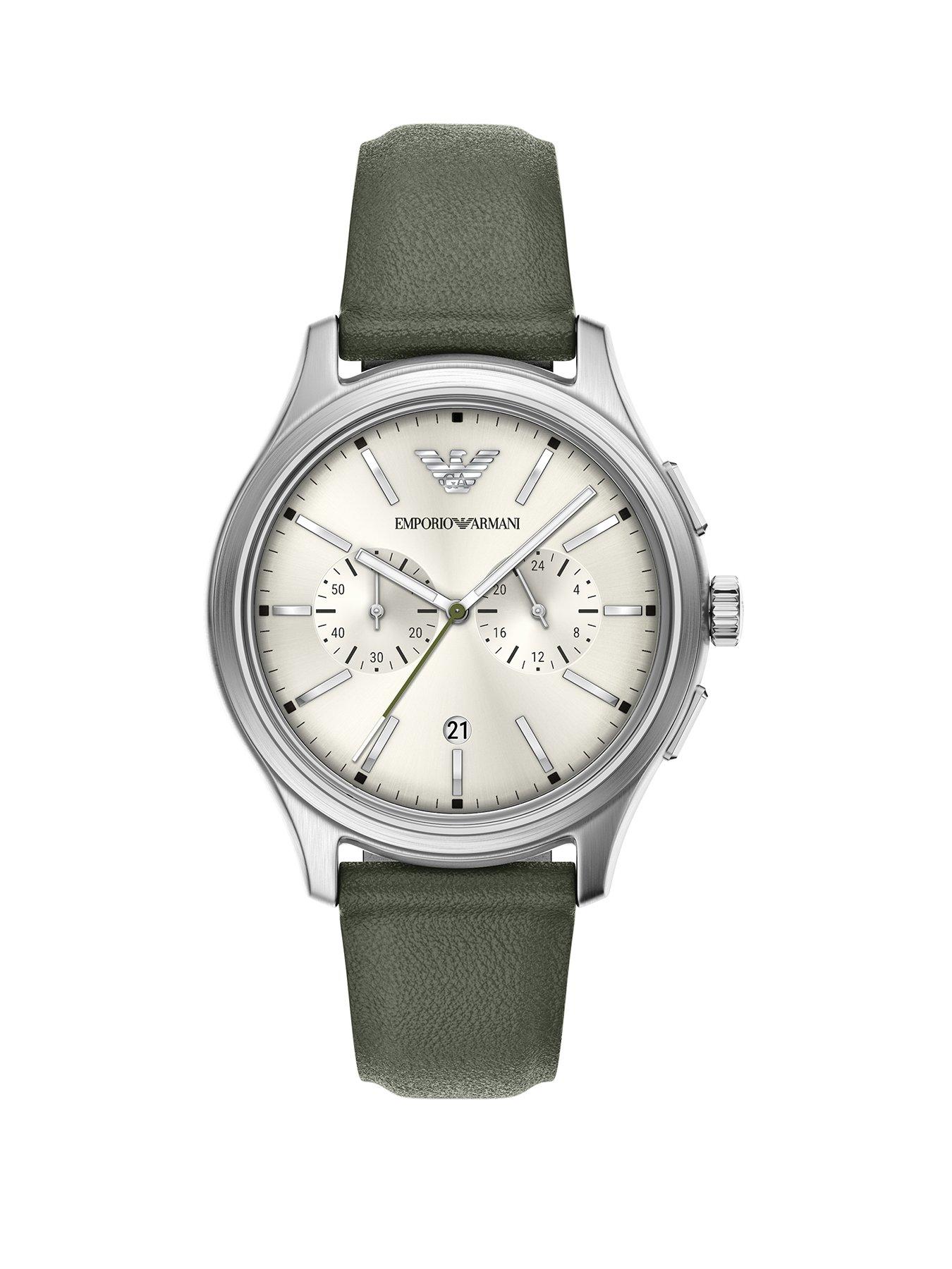 Emporio Armani Emporio Armani Men's Chronograph Green Leather Watch, AR11801