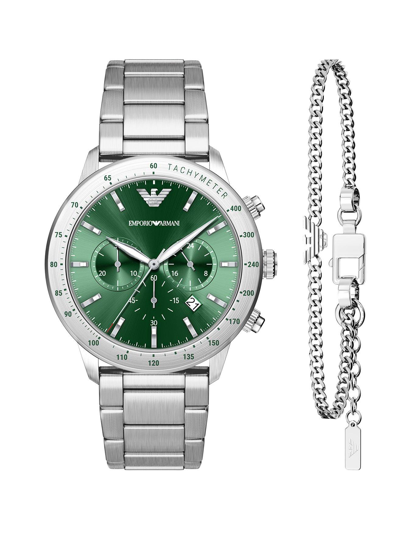 Emporio Armani Emporio Armani Men's Chronograph Stainless Steel Watch and Bracelet Set, AR80088SET
