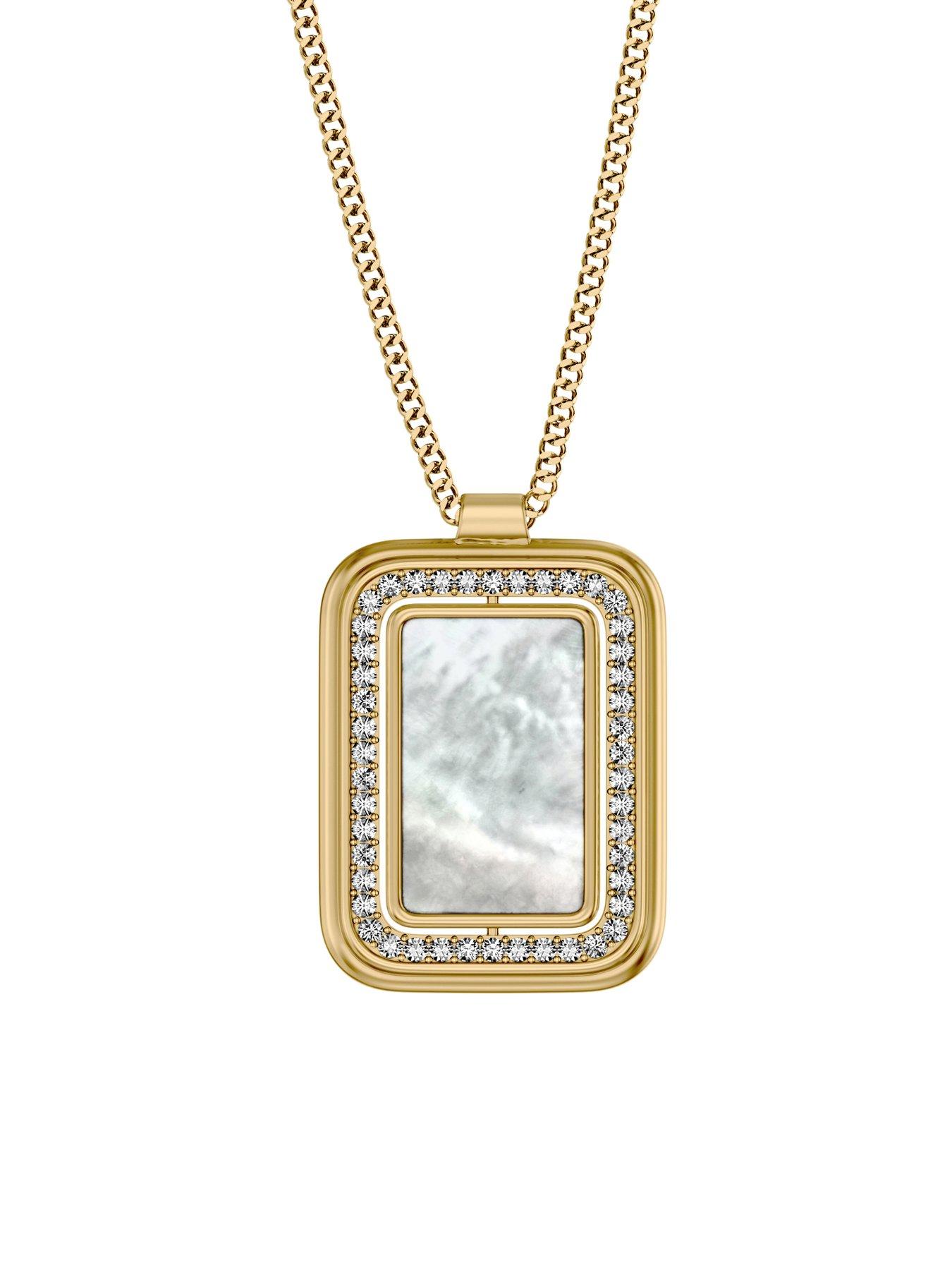 Image 3 of 7 of Fossil Raquel Mother-of-Pearl Spinning Pendant Necklace