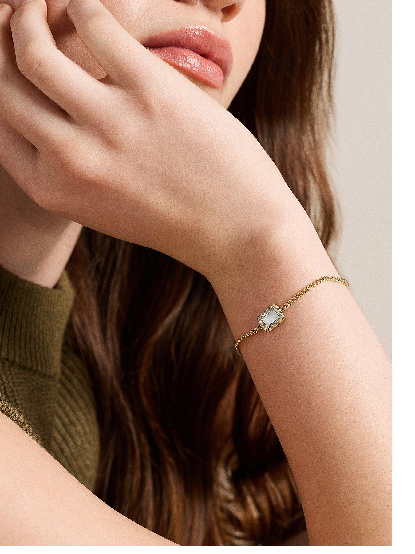 Image 1 of 5 of Fossil Raquel Mother-of-Pearl Station Bracelet - Gold