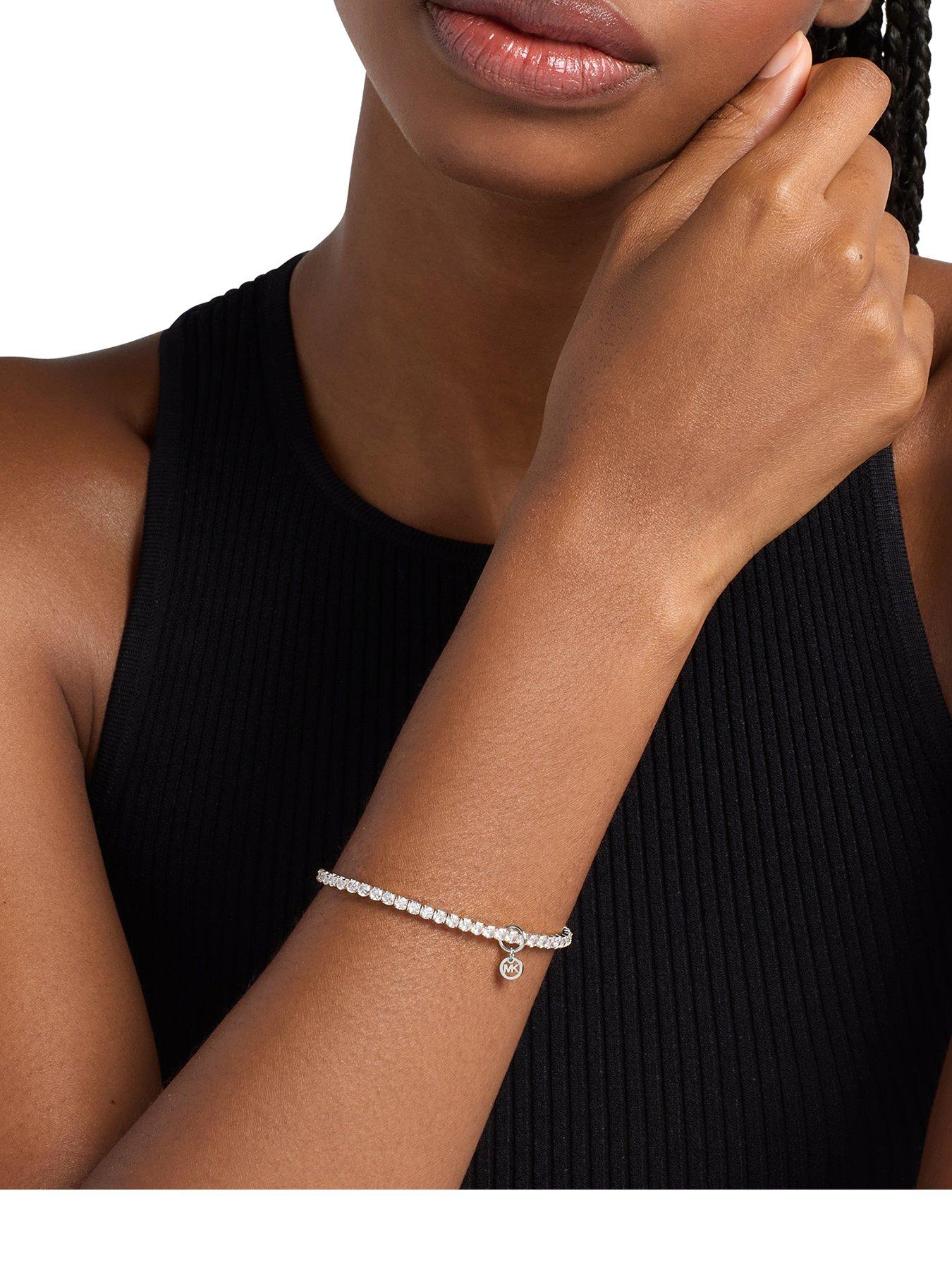 Image 1 of 4 of Michael Kors Stretch Tennis Bracelet - Silver