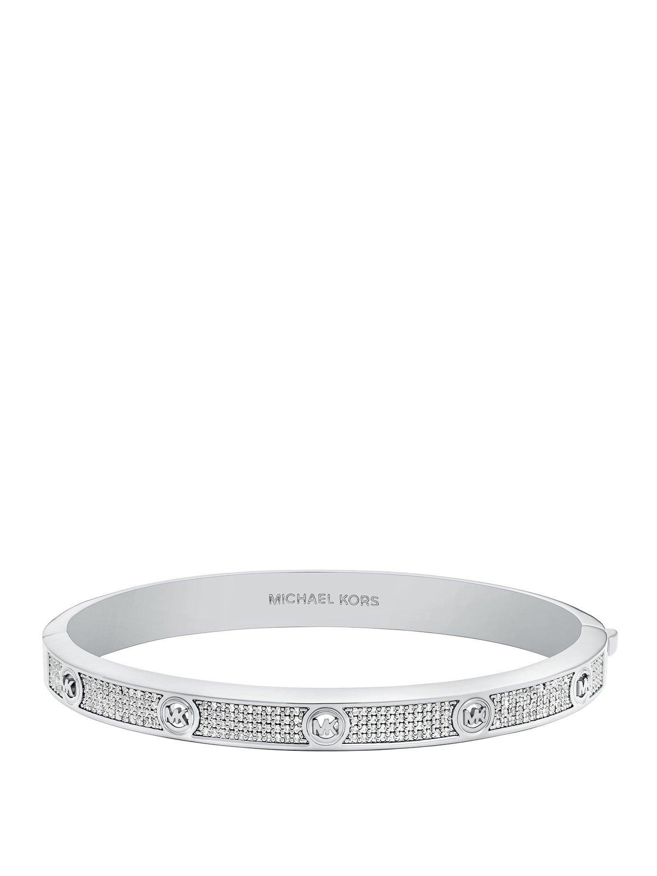 Image 1 of 4 of Michael Kors Pave Logo Bangle Bracelet - Silver