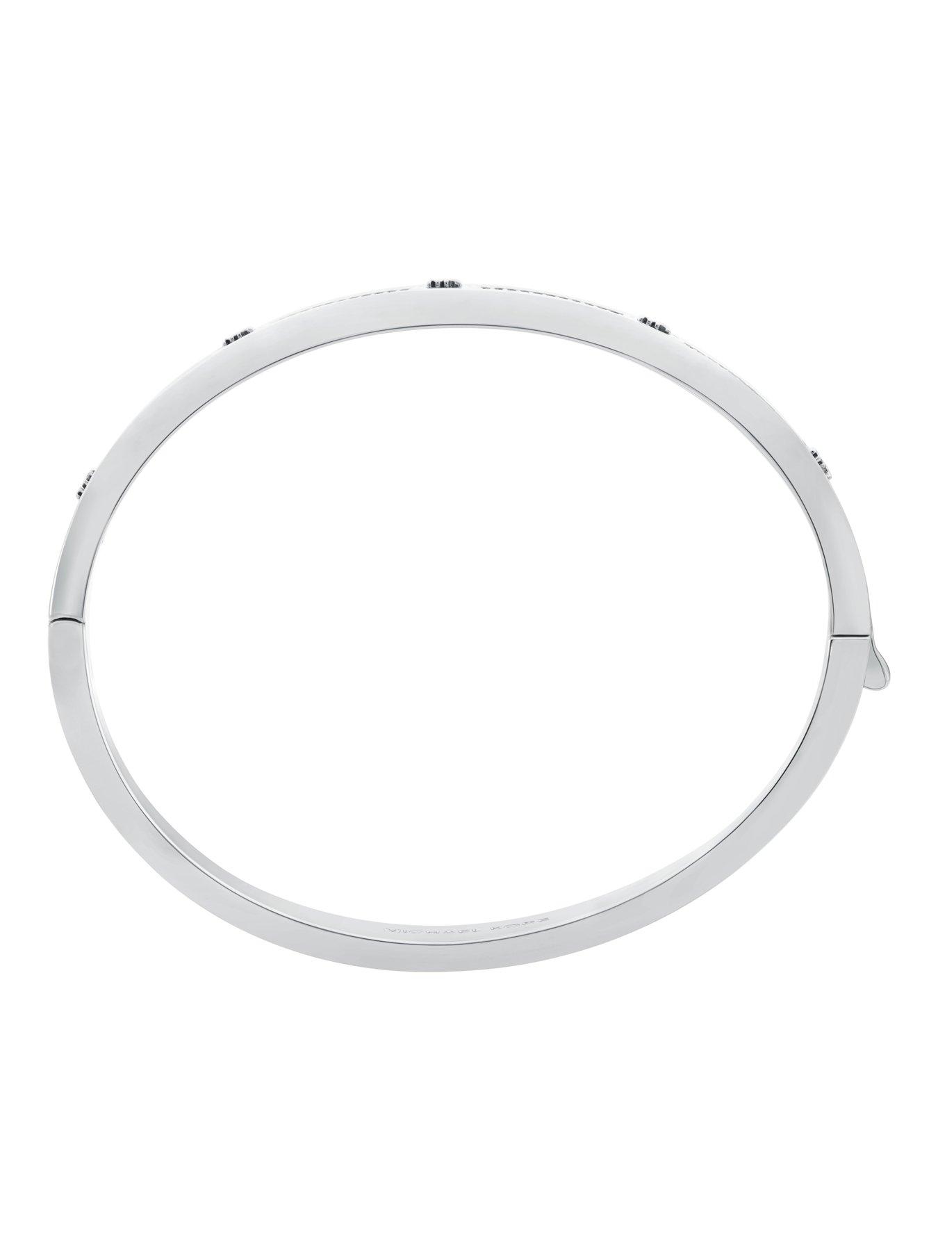 Image 3 of 4 of Michael Kors Pave Logo Bangle Bracelet - Silver