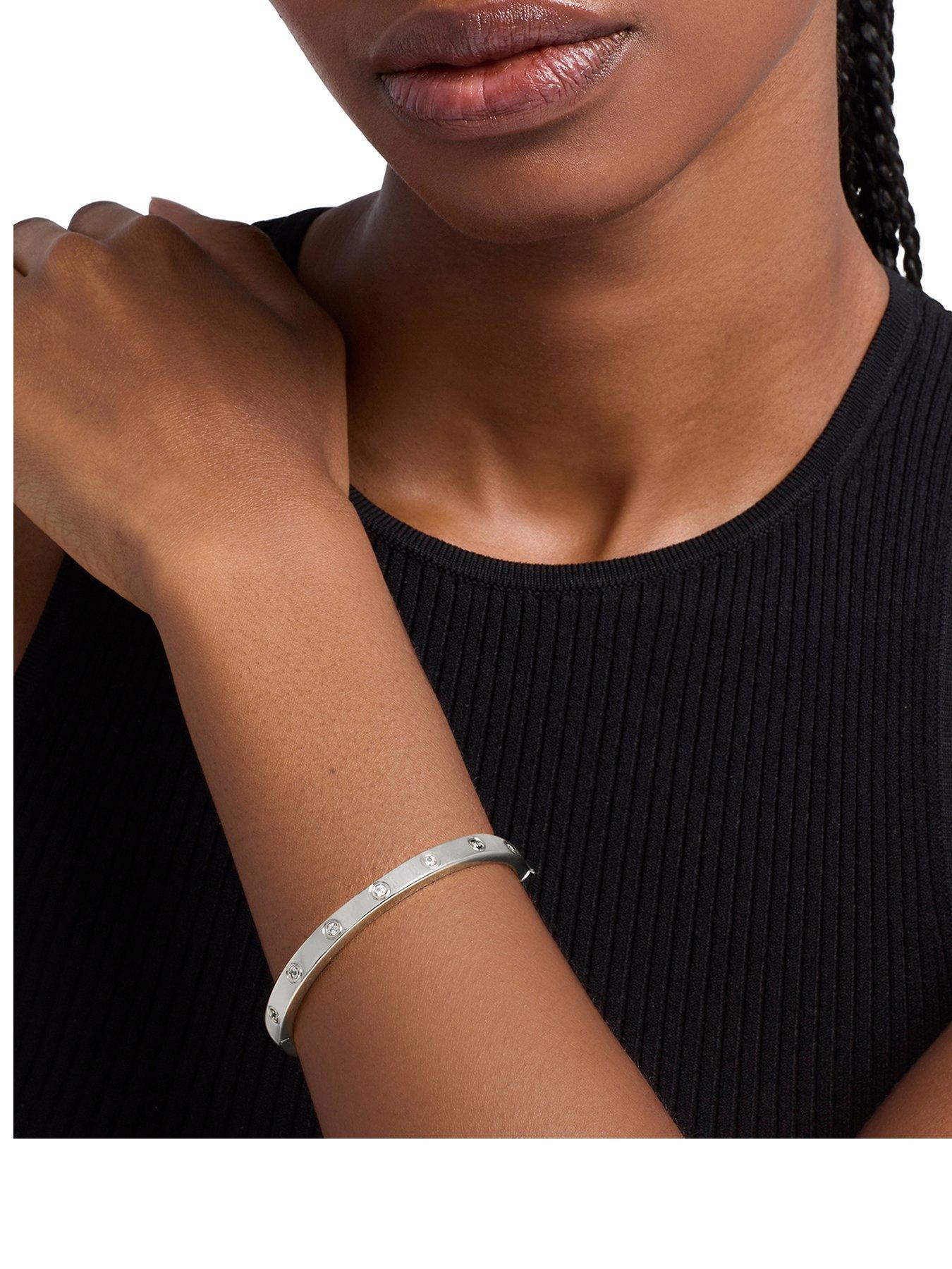 Image 1 of 4 of Michael Kors Stone Station Bangle Bracelet - Silver