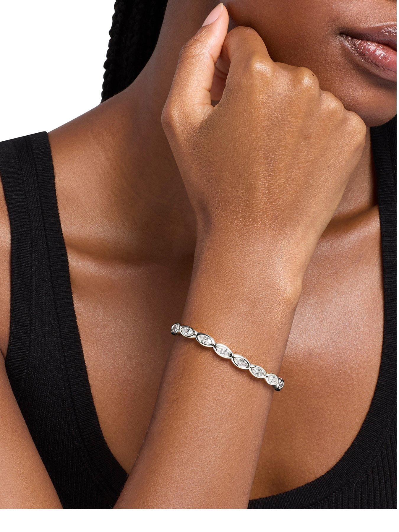 Image 1 of 4 of Michael Kors Marquise Stretch Tennis Bracelet - Silver