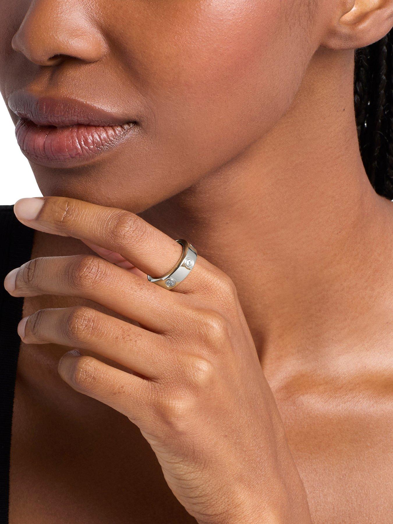 Image 3 of 4 of Michael Kors Stone Station Ring - Silver