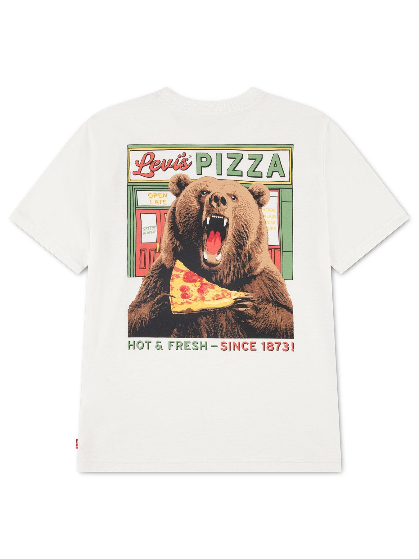 Image 2 of 3 of Levi's Kids Pizza Loving Bear T-Shirt - White