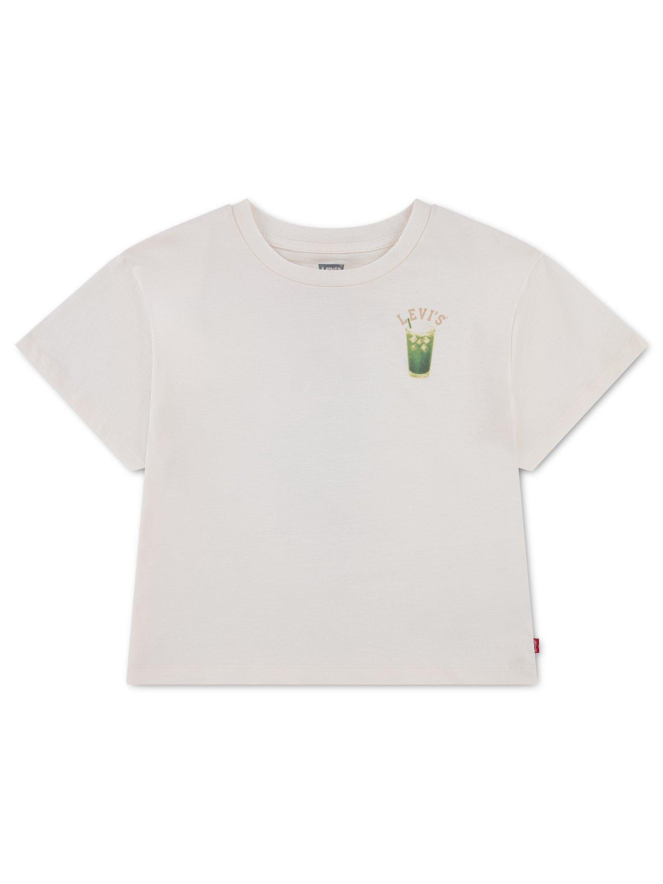 Image 1 of 3 of Levi's Girls Matcha Oversized Short Sleeve T-Shirt - White