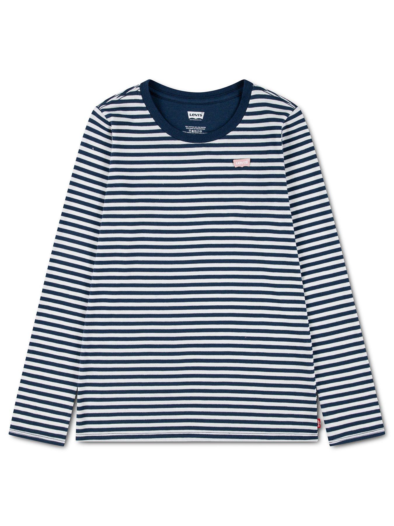 Image 1 of 3 of Levi's Girls Stripe Long Sleeve T-Shirt - Blue