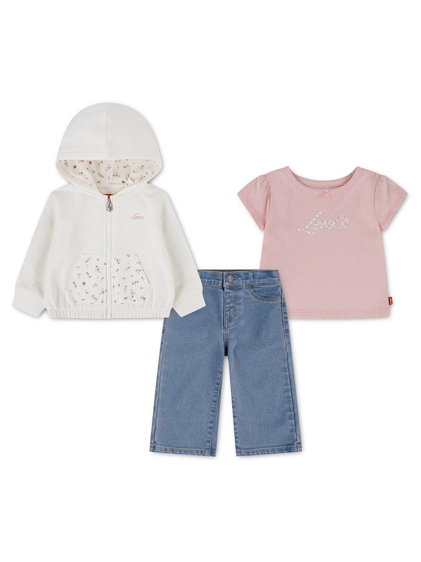 Levi's Kids Wear Girls Pink Levi's Baby 3 Piece Trouser Set In - 12 Mths - Image 2