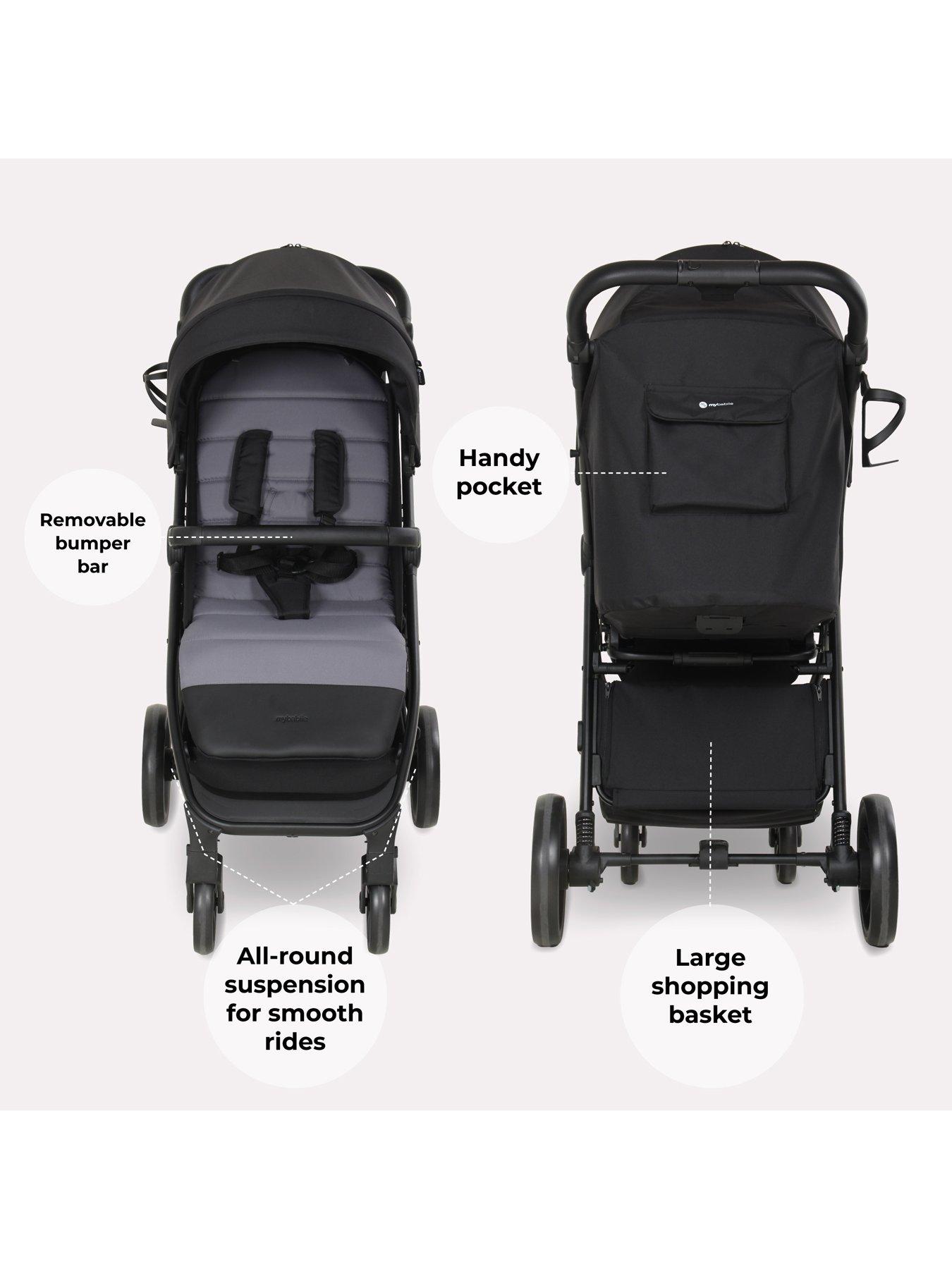 Image 4 of 8 of My Babiie MB160 Plus Pushchair - Black & Grey