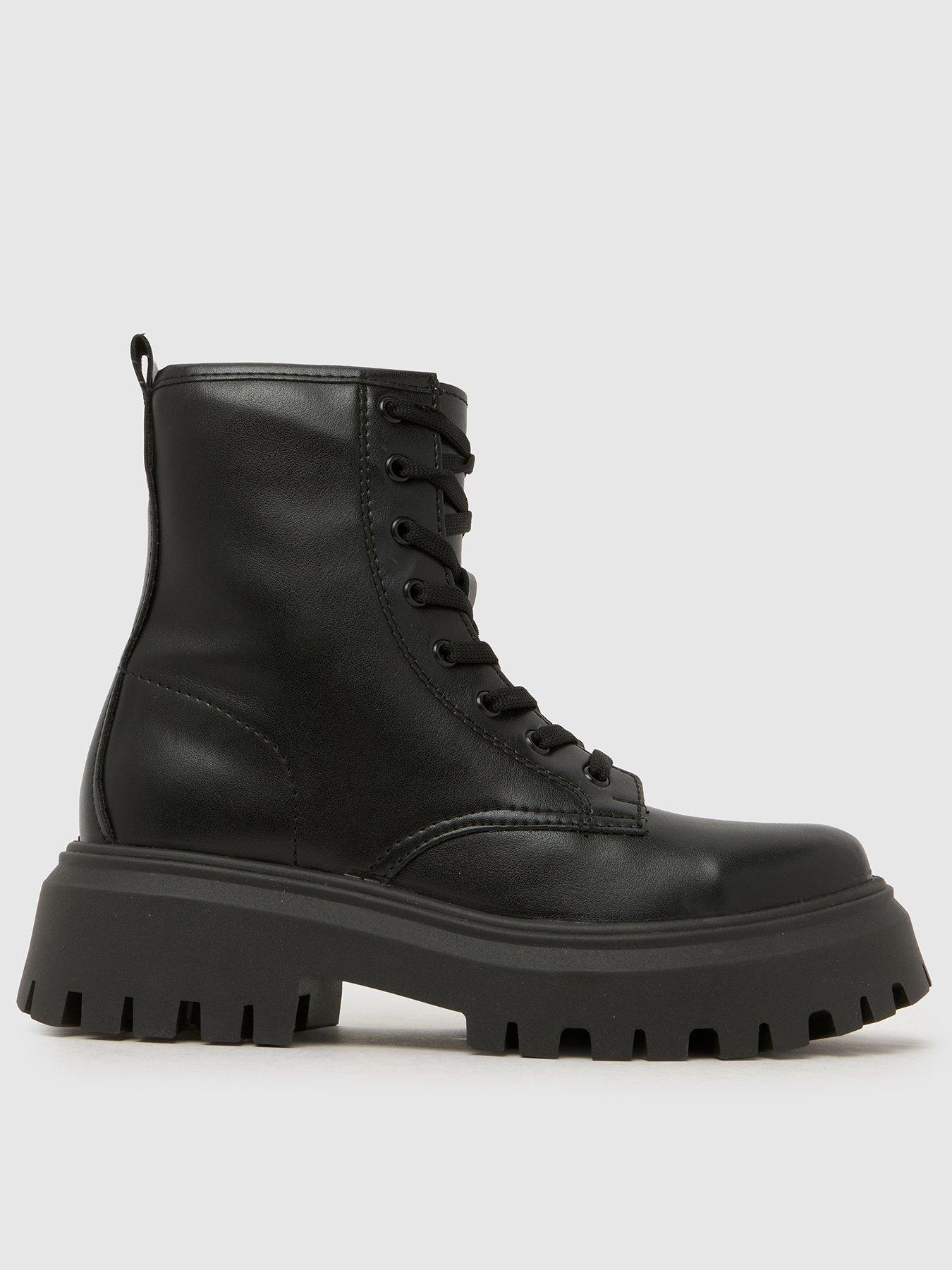 Image 1 of 4 of Schuh Angel Chunky Lace Up Boots - Black