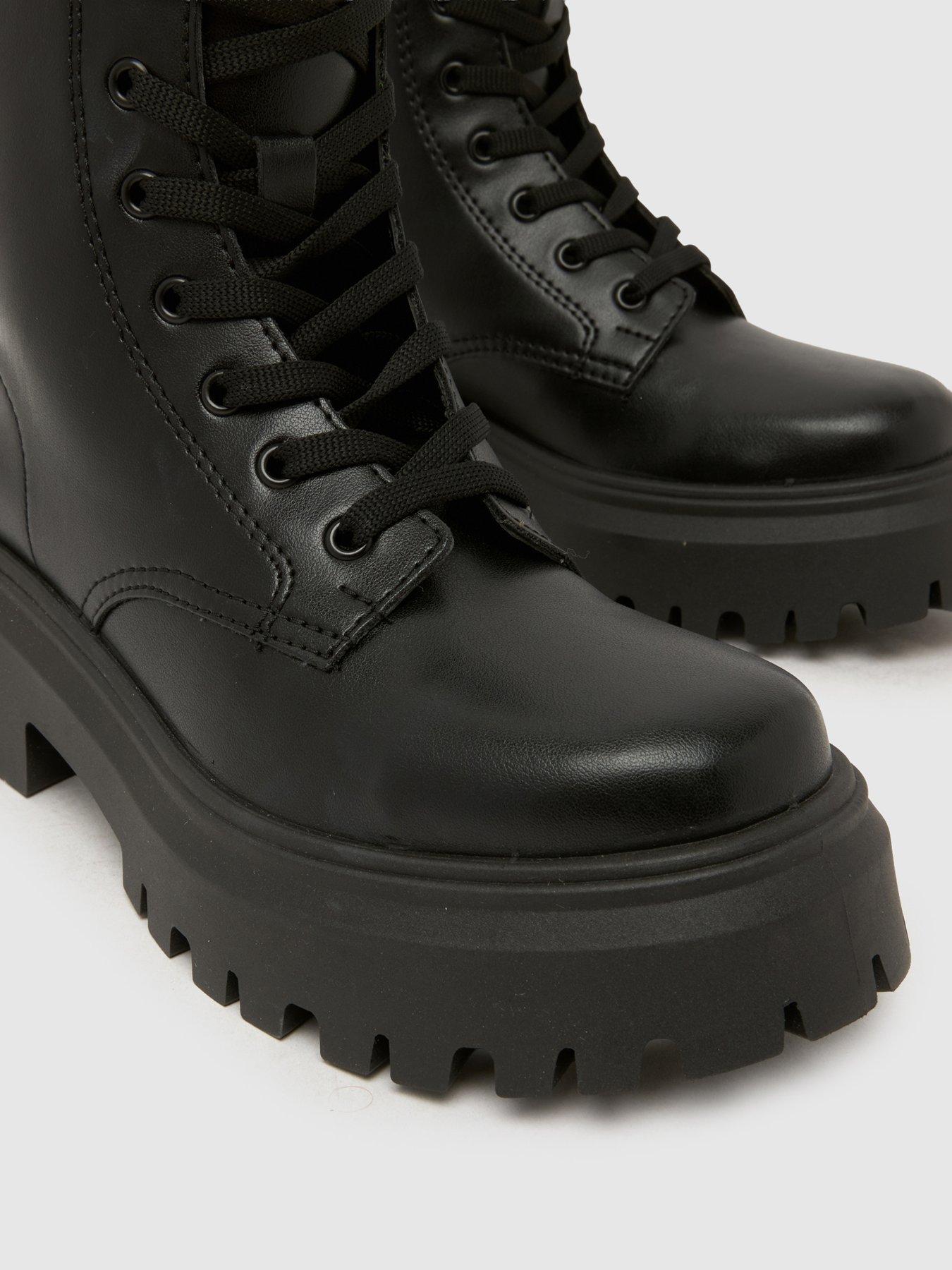 Image 3 of 4 of Schuh Angel Chunky Lace Up Boots - Black