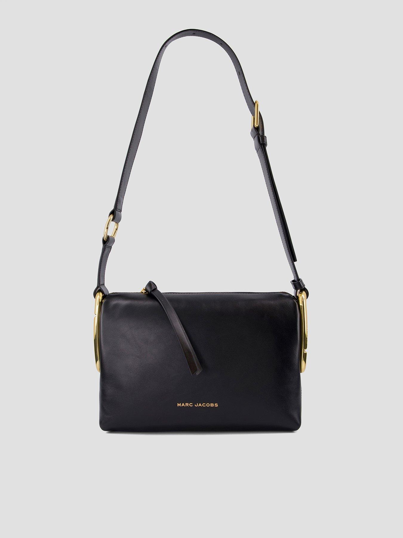 Image 1 of 6 of MARC JACOBS Womens The Scene Smooth Leather Gold Hardware Messenger Bag - Black