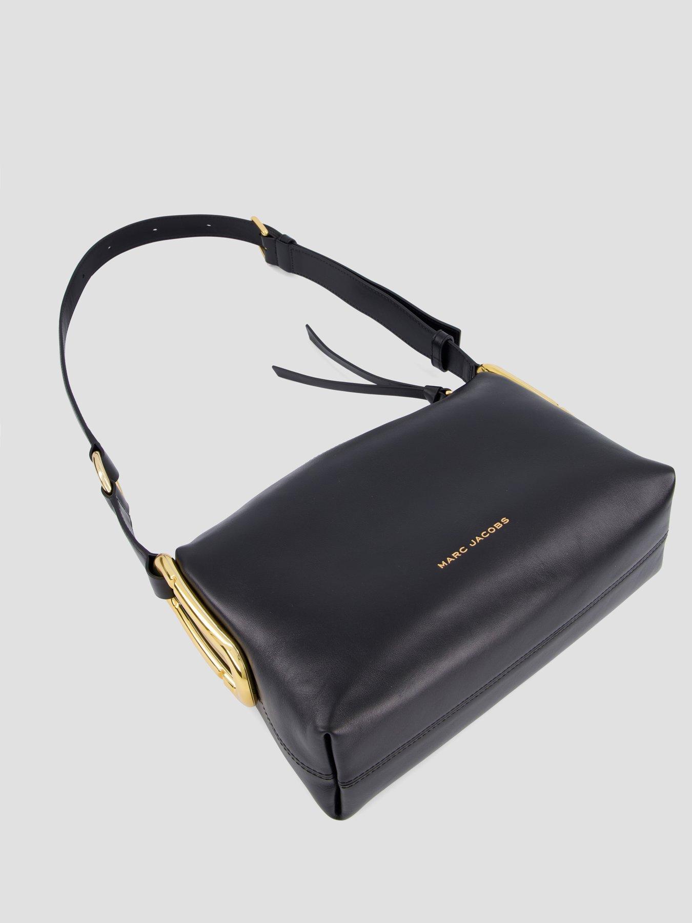 Image 6 of 6 of MARC JACOBS Womens The Scene Smooth Leather Gold Hardware Messenger Bag - Black